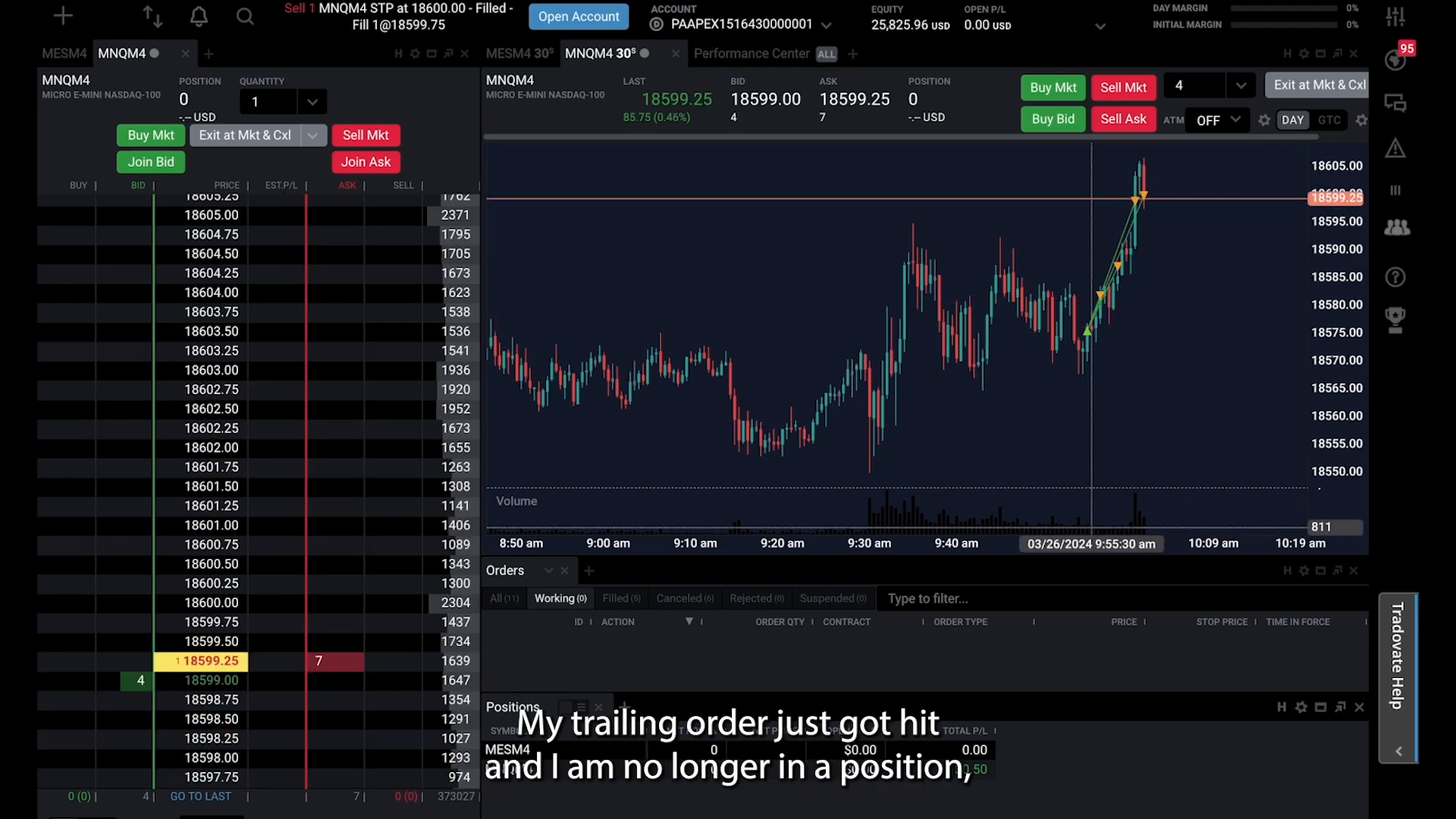 Exiting the Trade on Tradovate