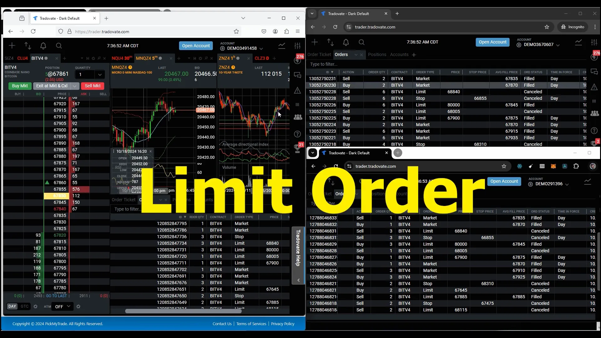 Limit order setup