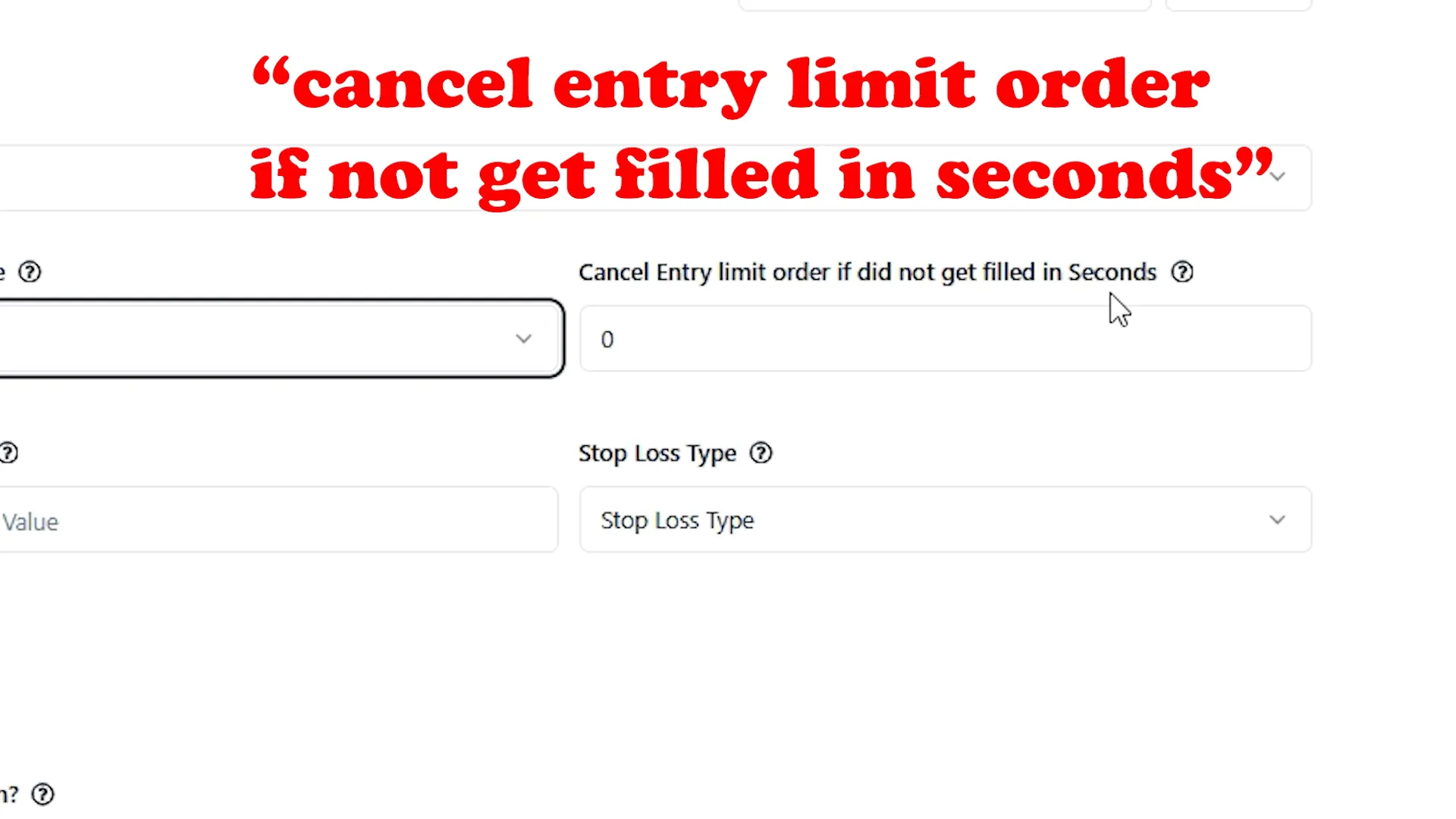 Setting entry order cancellation