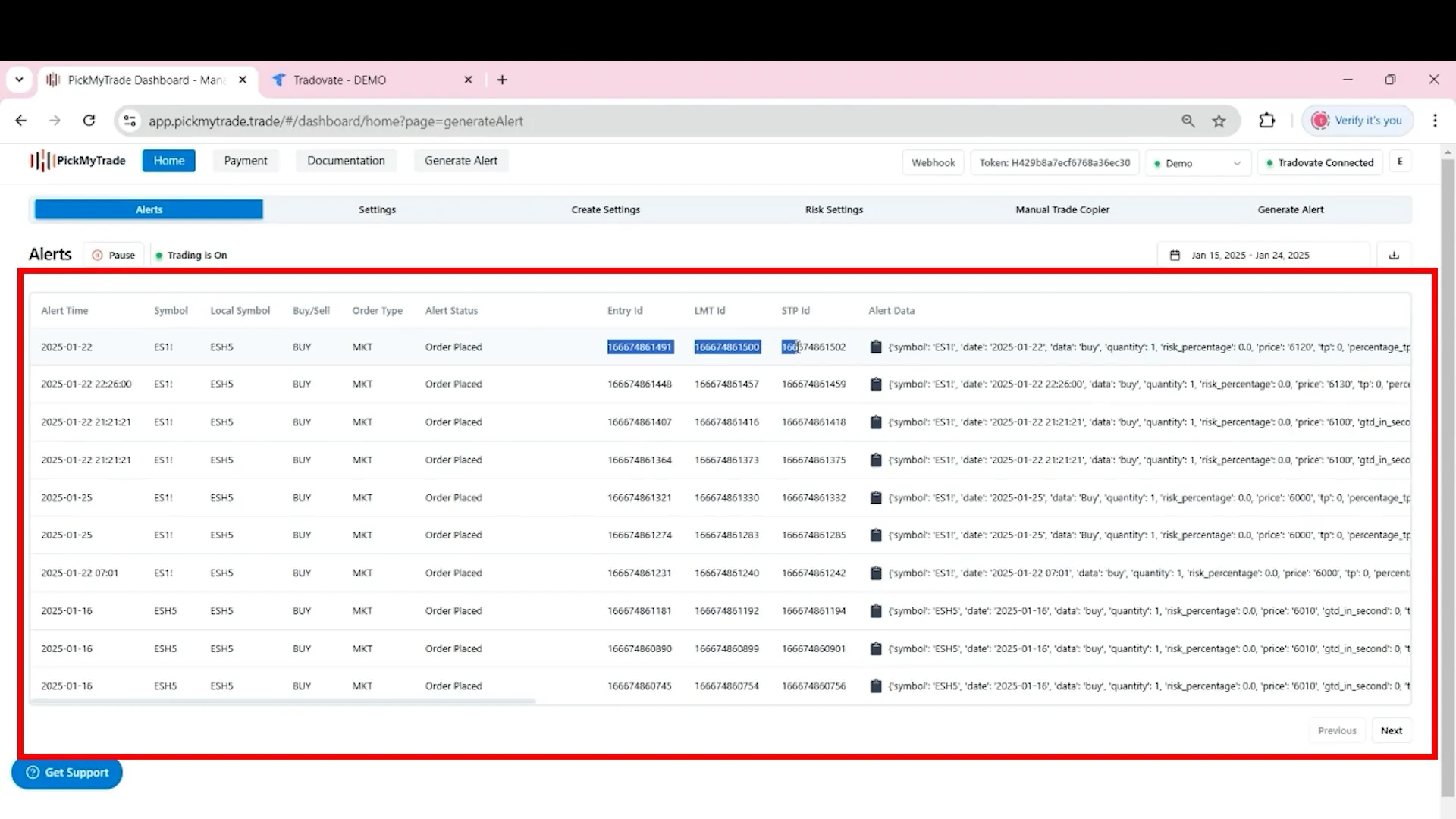 Monitoring your trade in Tradovate