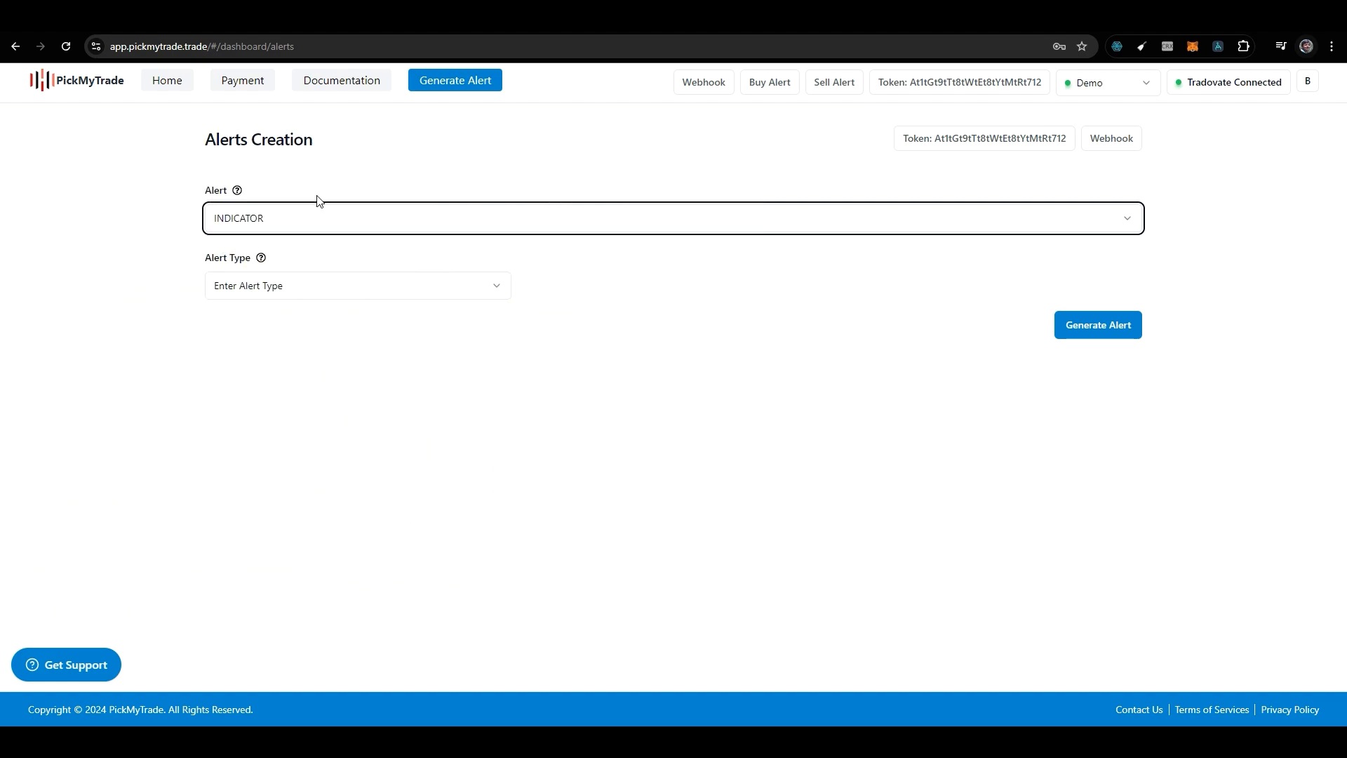 PickMyTrade Dashboard with Alert Options