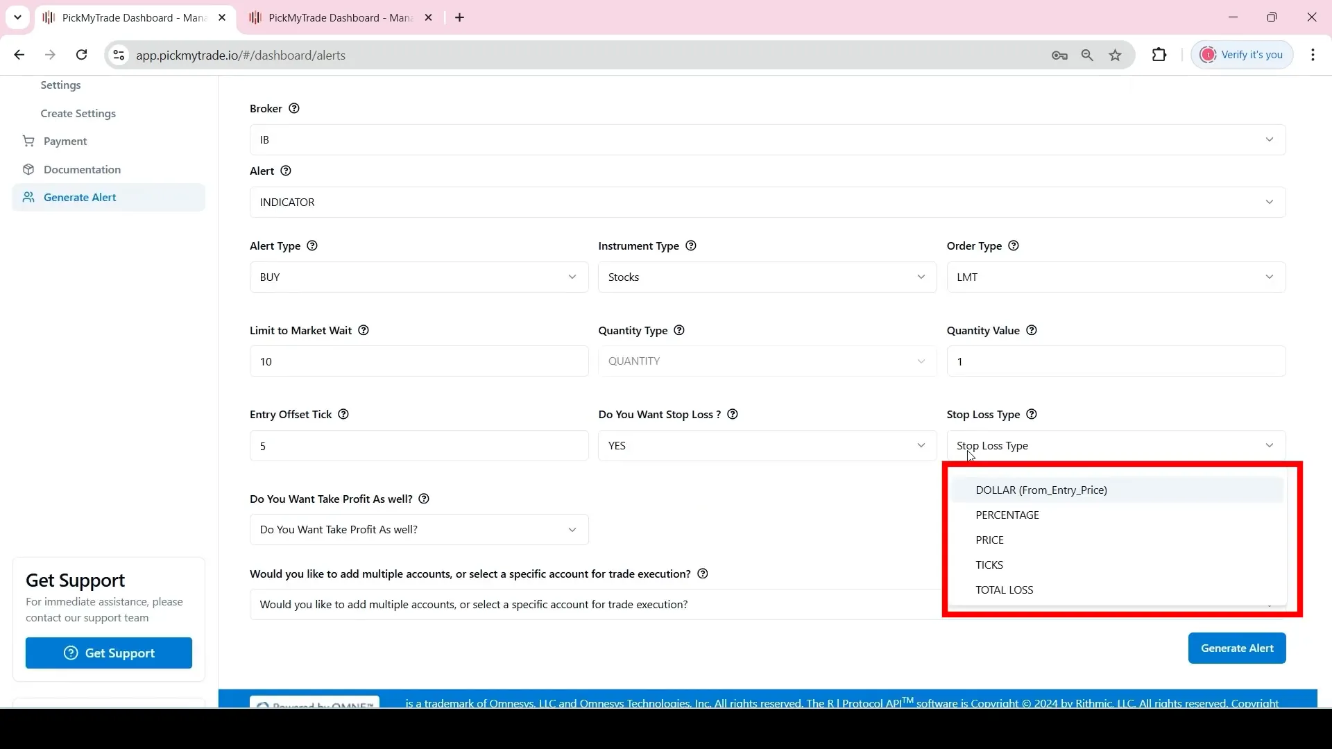 Configuración de Stop Loss