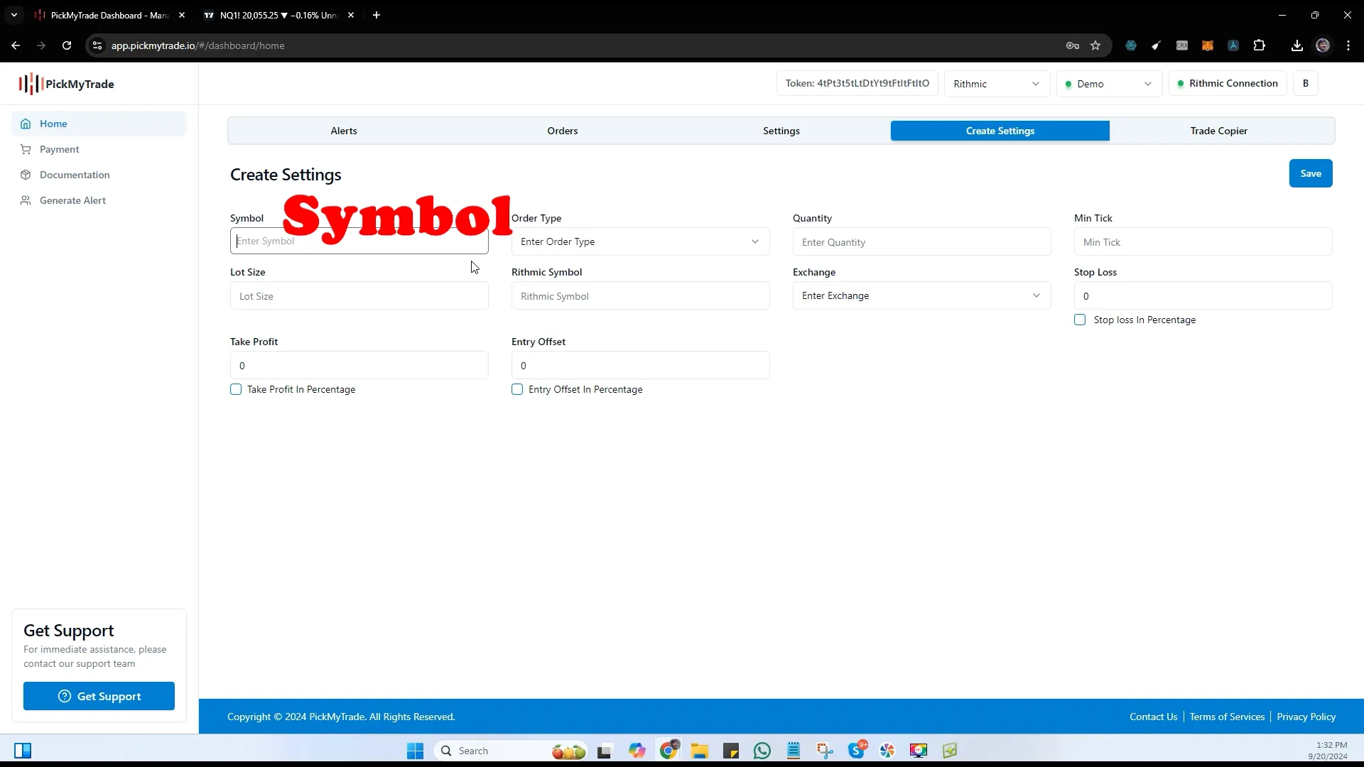 Configuring Settings for Symbols