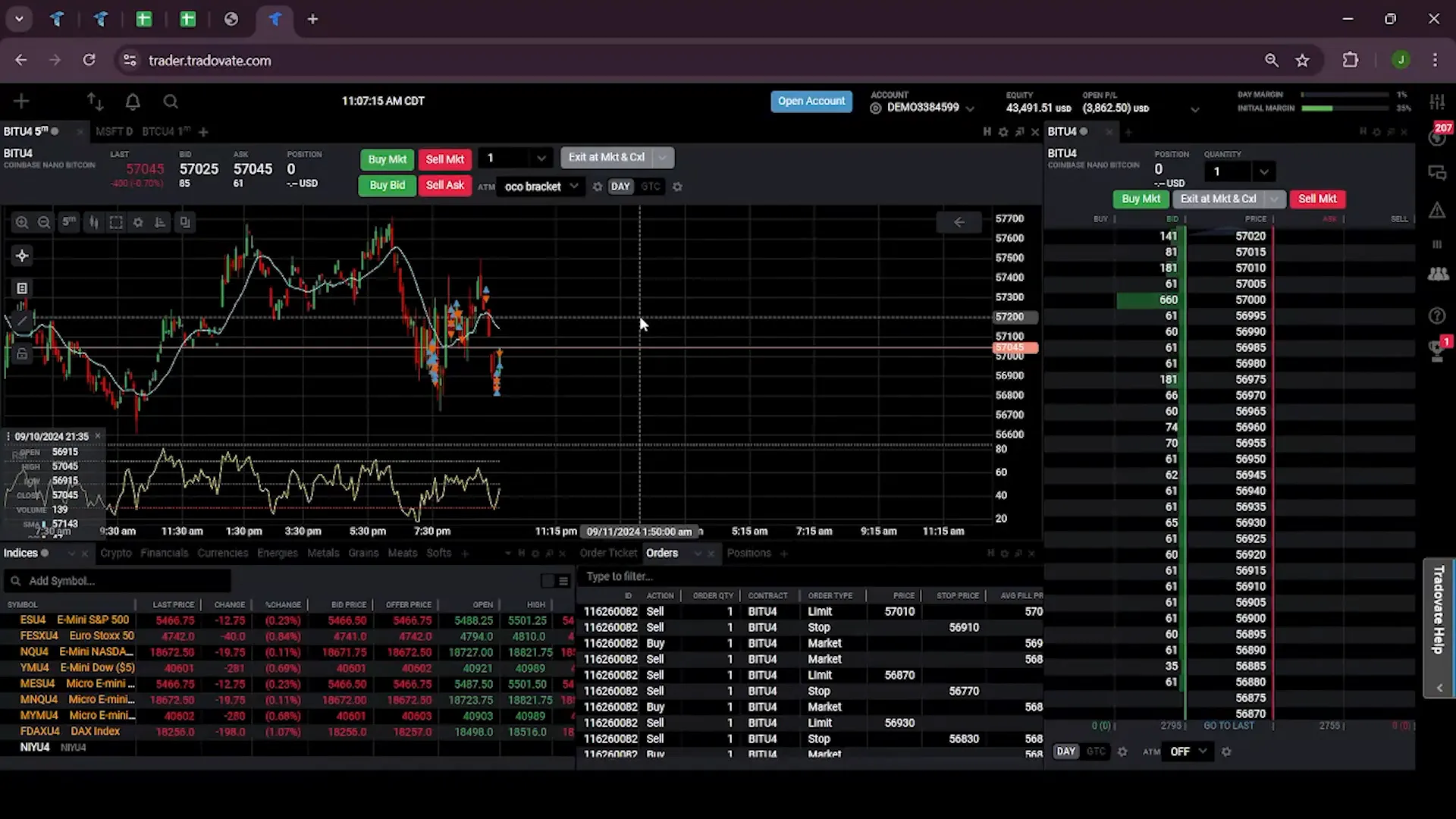 Placing OCO order in live market