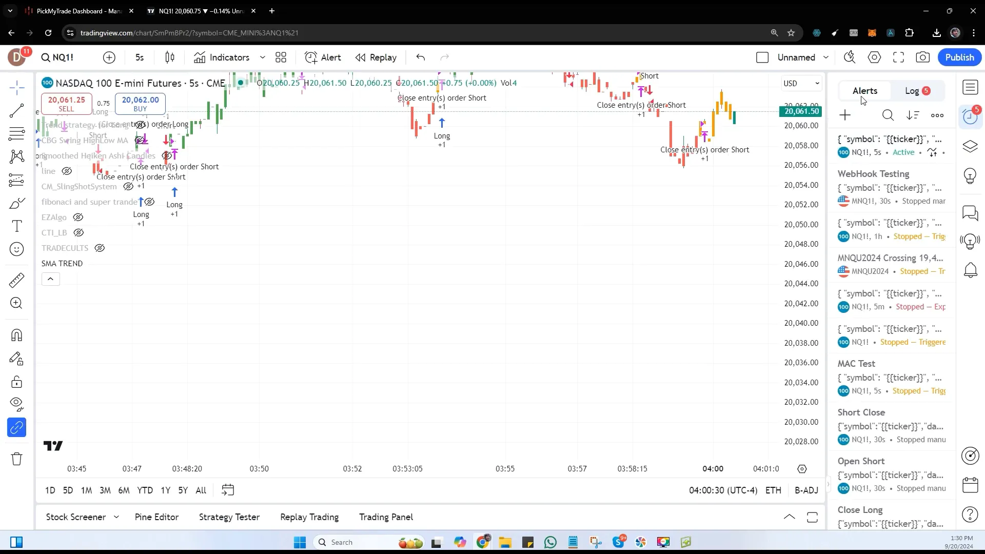 Setting up alerts in Tradingview