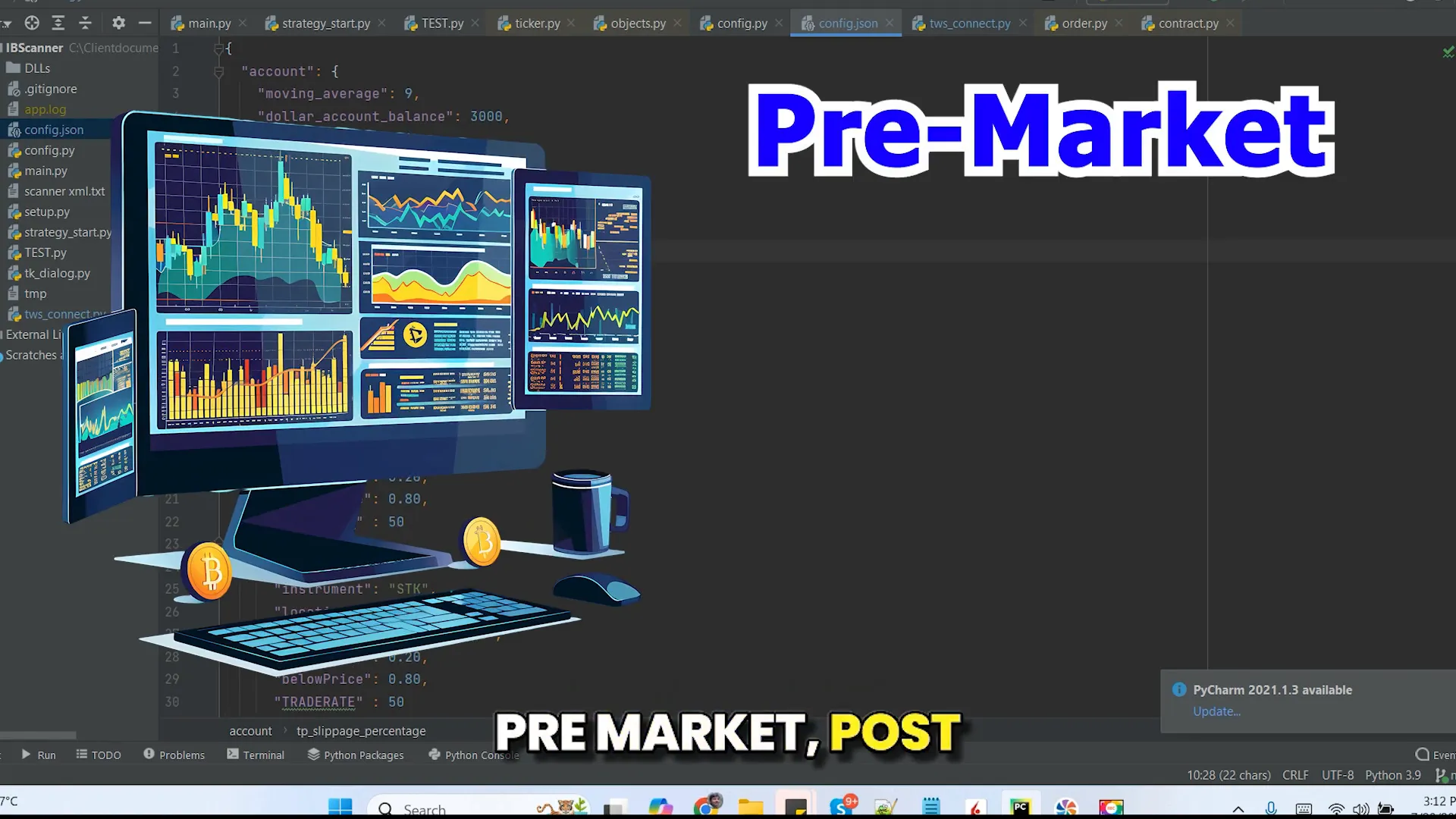 Pre-market trading setup with slippage percentage