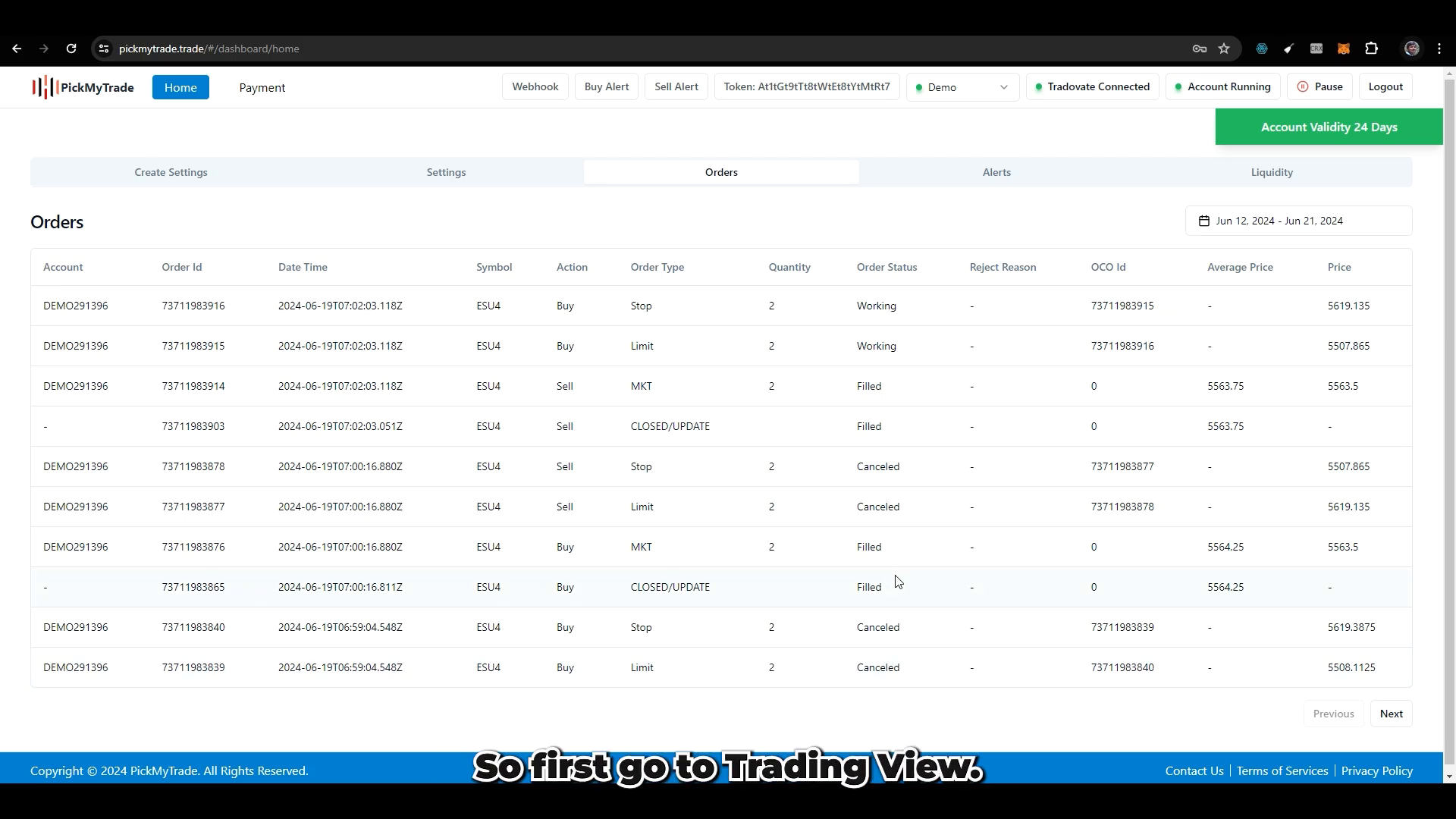 TradingView Interface