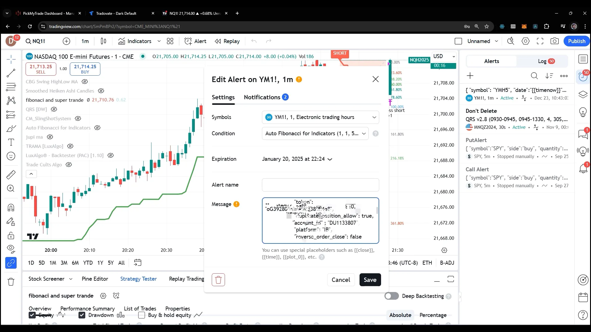 Checking alerts in TradingView