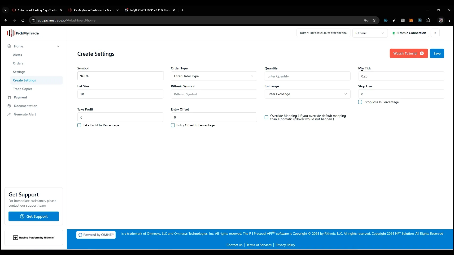 Settings for mapping