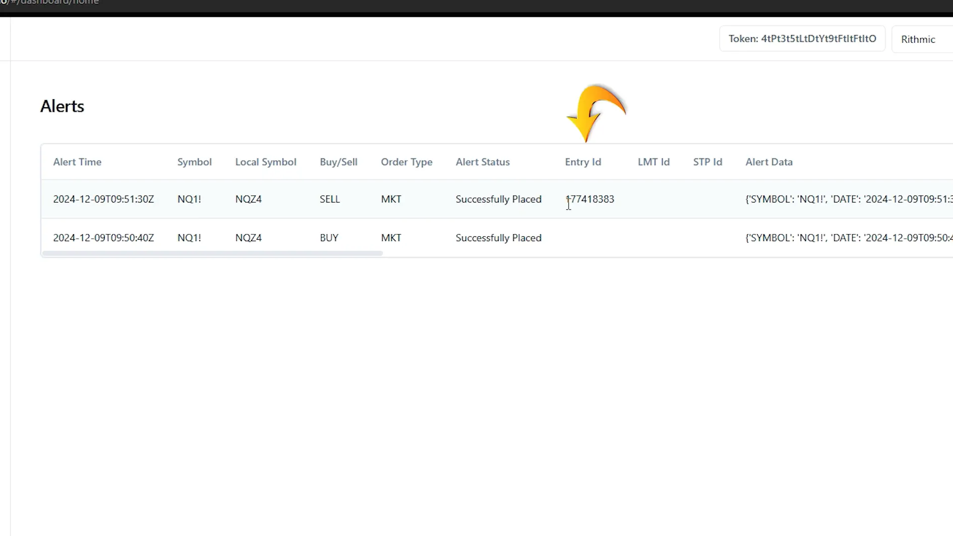 Monitoring trades status