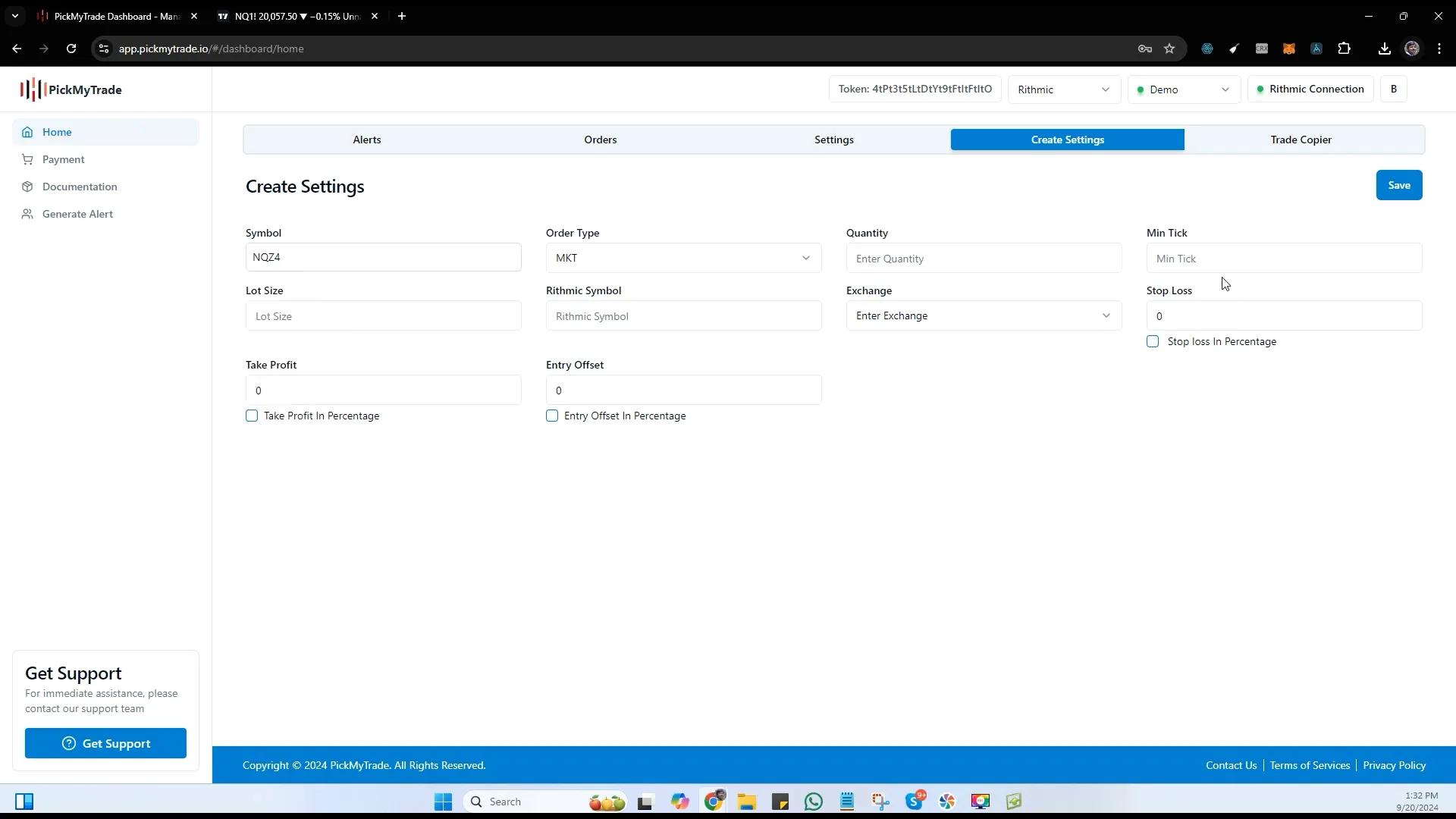 Customizing settings for symbols