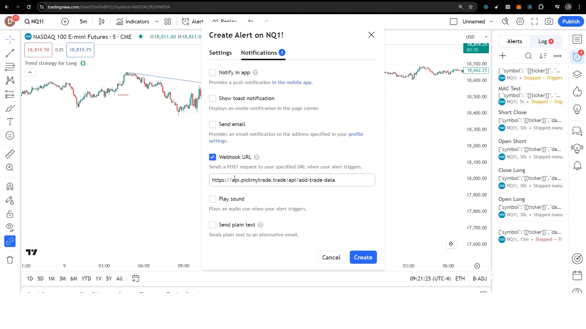 TradingView Alert Setup