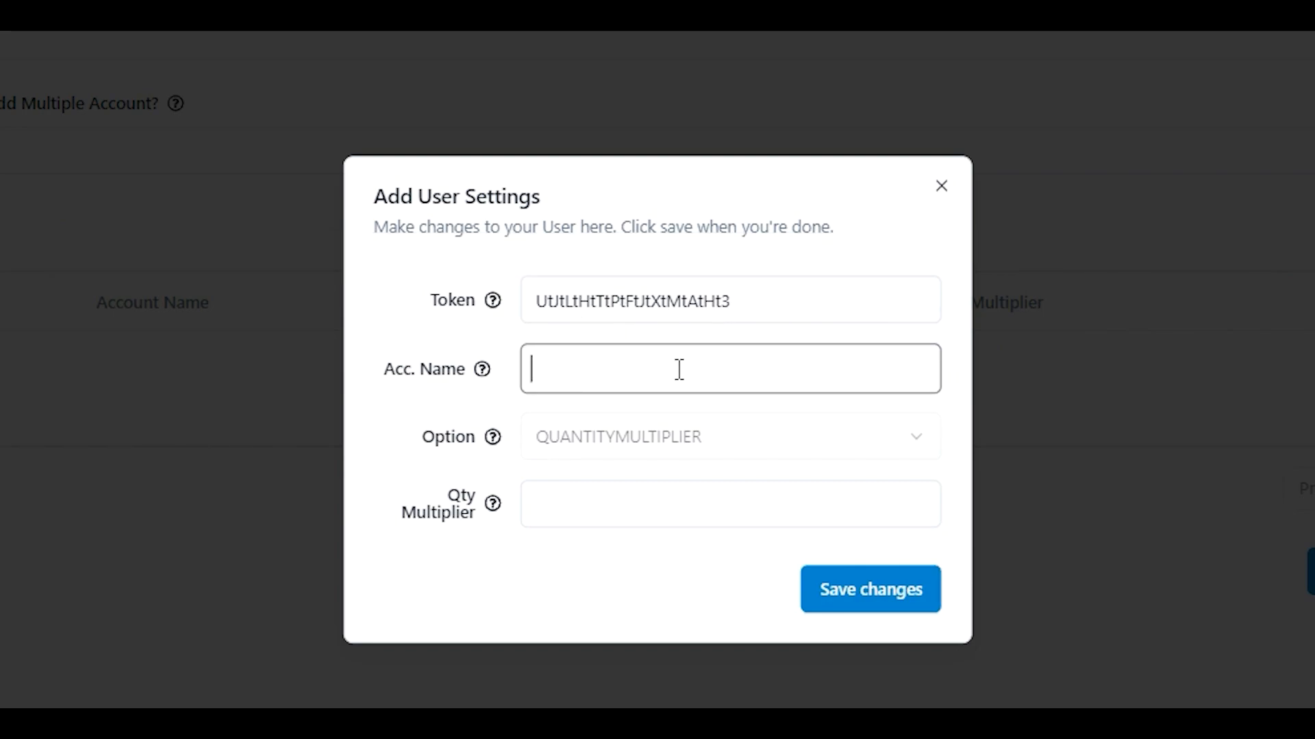 Setting up account details