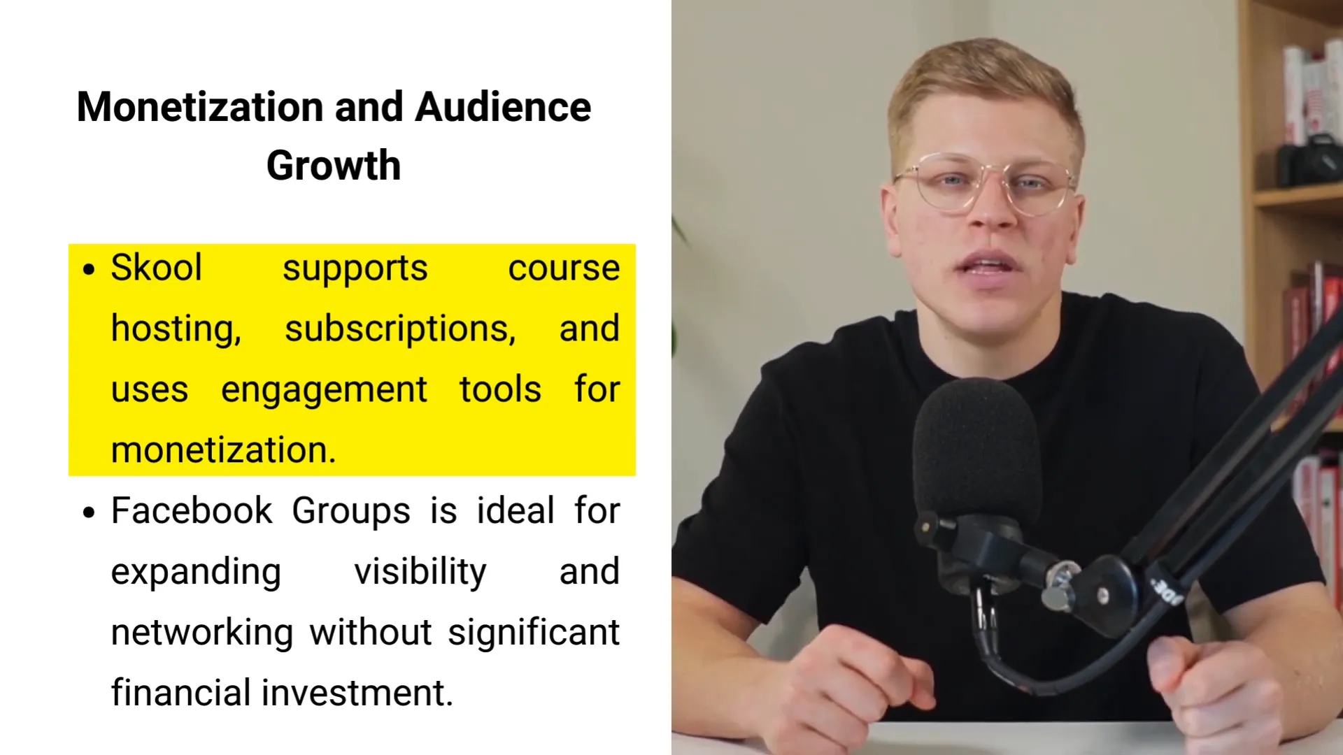 Monetization and audience growth in Skool and Facebook groups