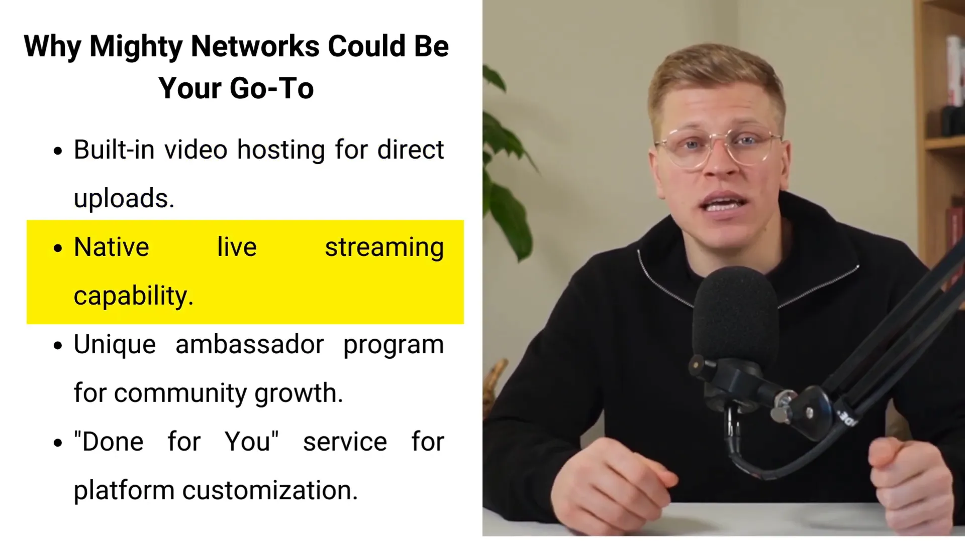 Mighty Networks native live streaming feature