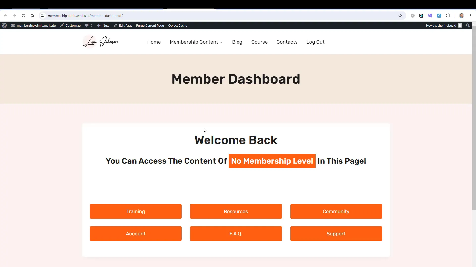 Members Dashboard Layout