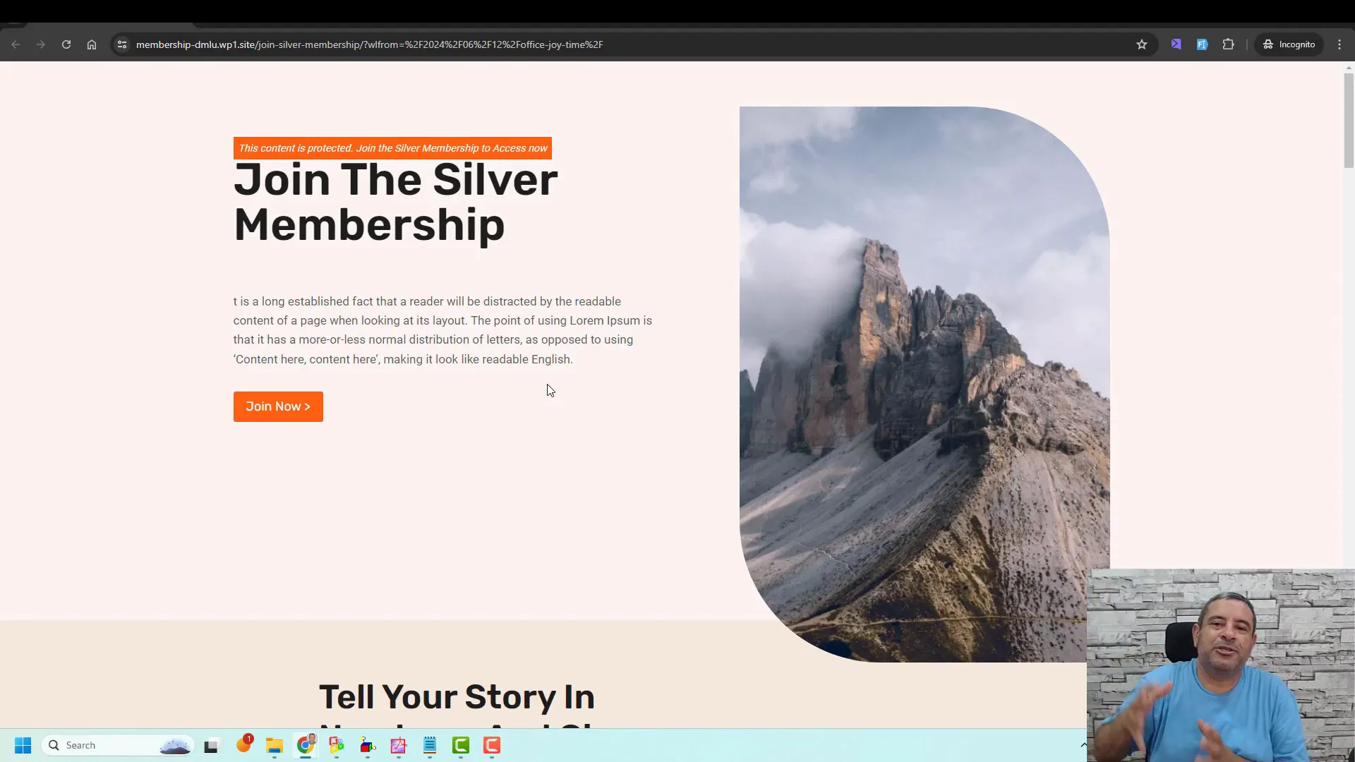 Creating a sales page for membership