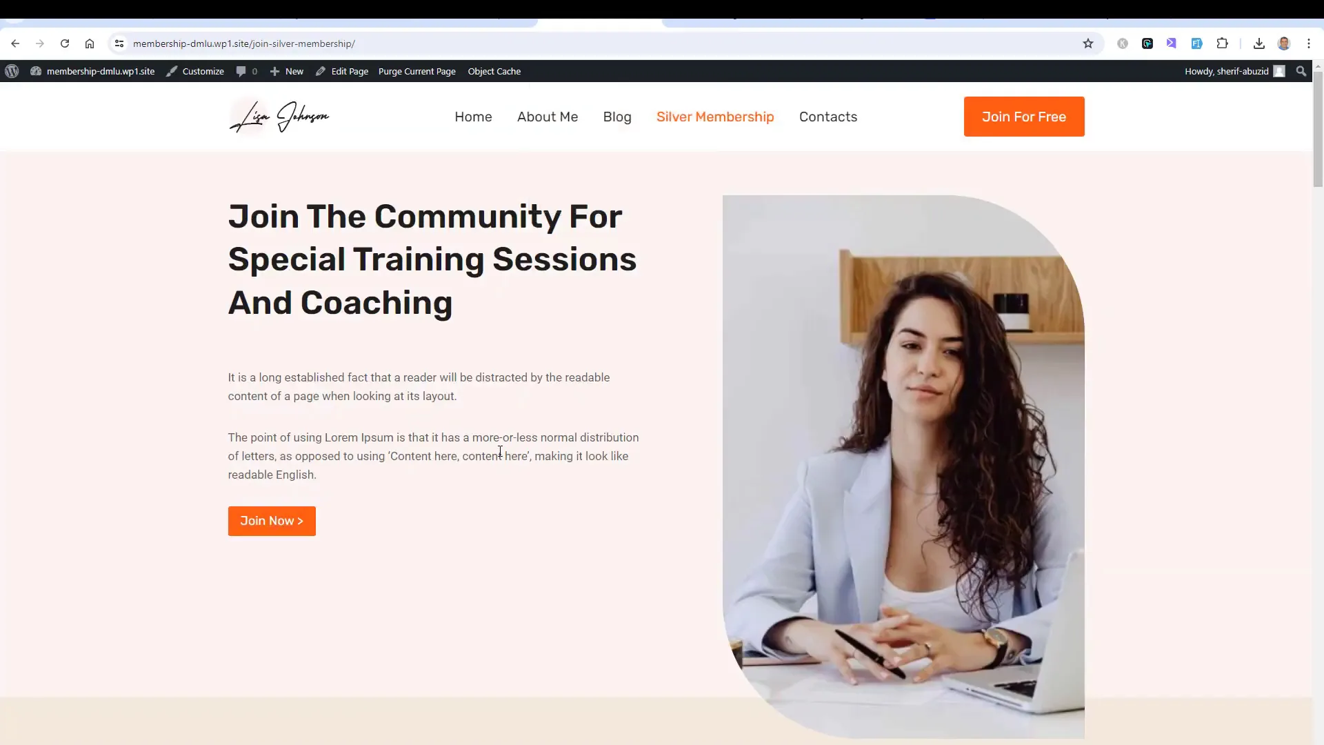 Creating a landing page for Silver membership