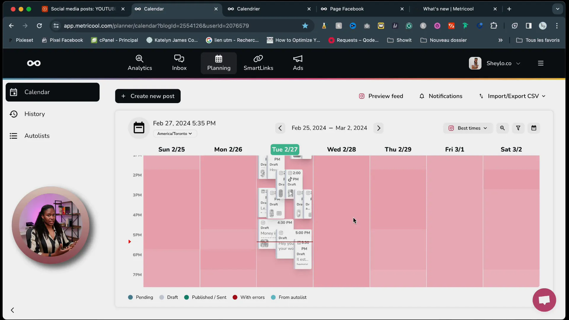 Drag and drop feature in Metricool