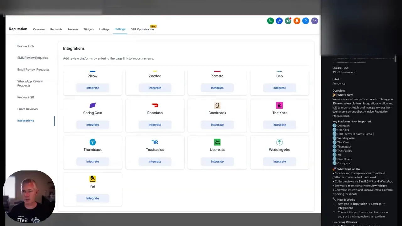 GFunnel's reputation management automation dashboard