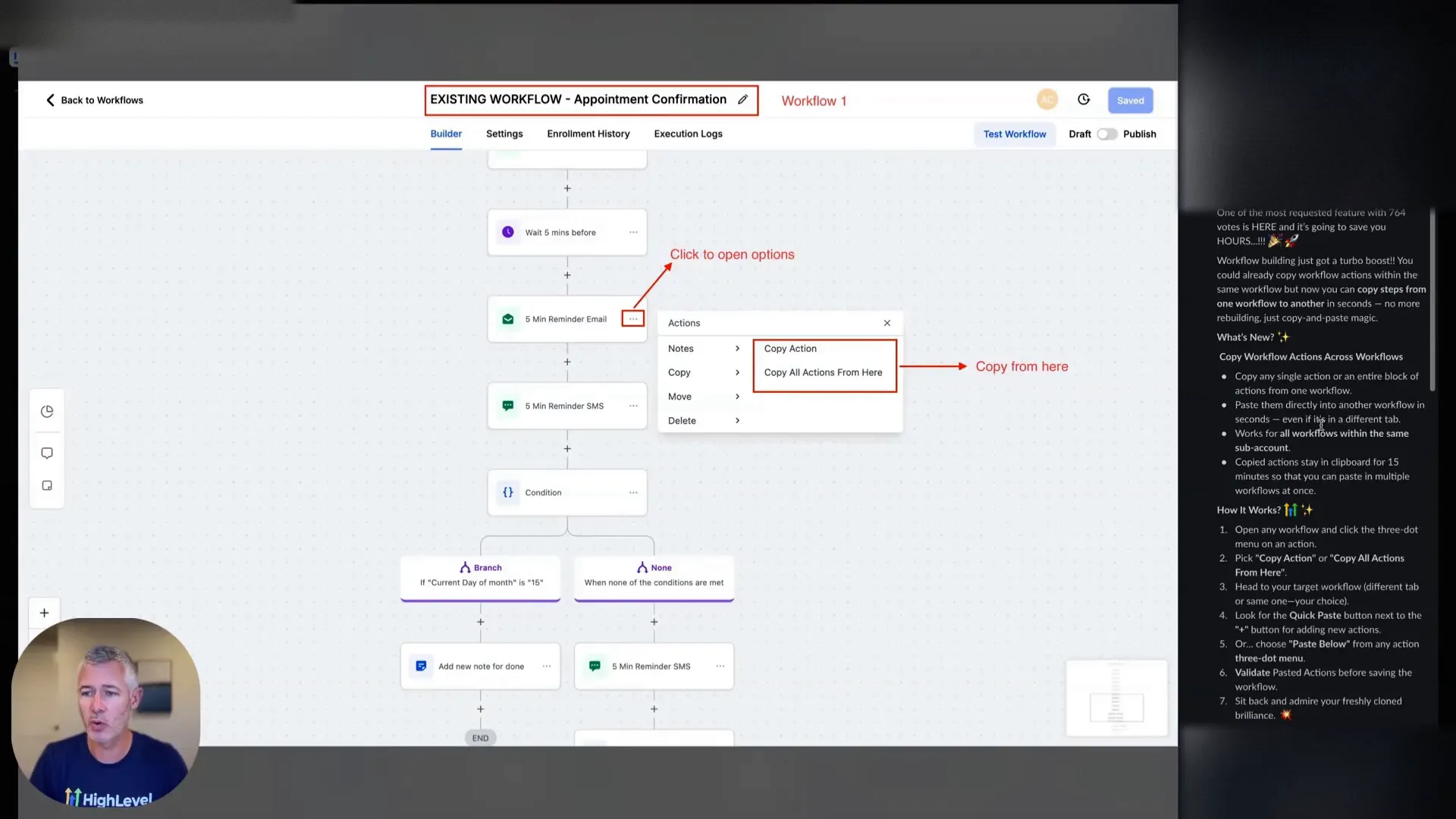 Workflow actions being copied between workflows in the UI