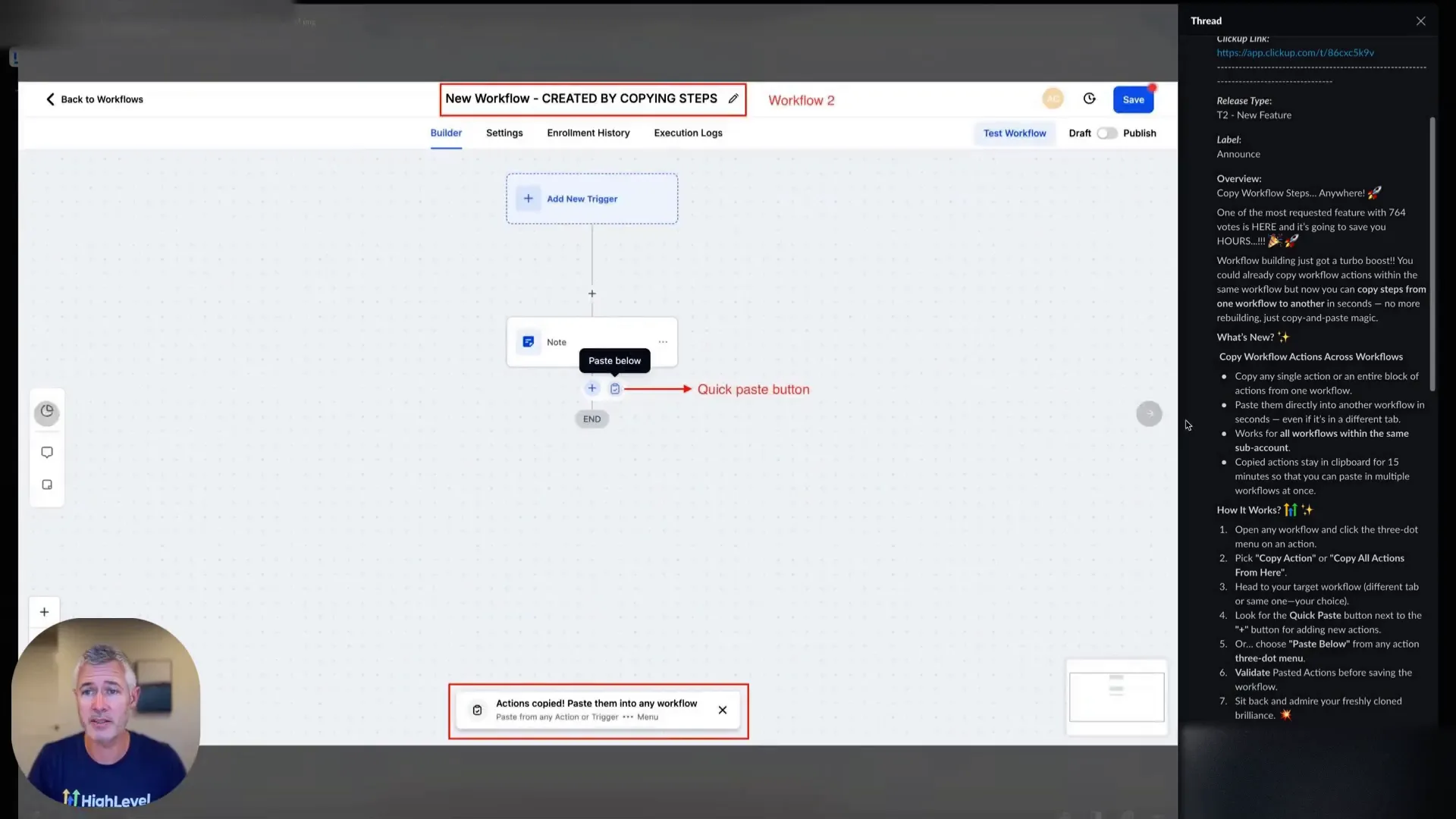 Clipboard showing copied actions, ready to paste into another workflow