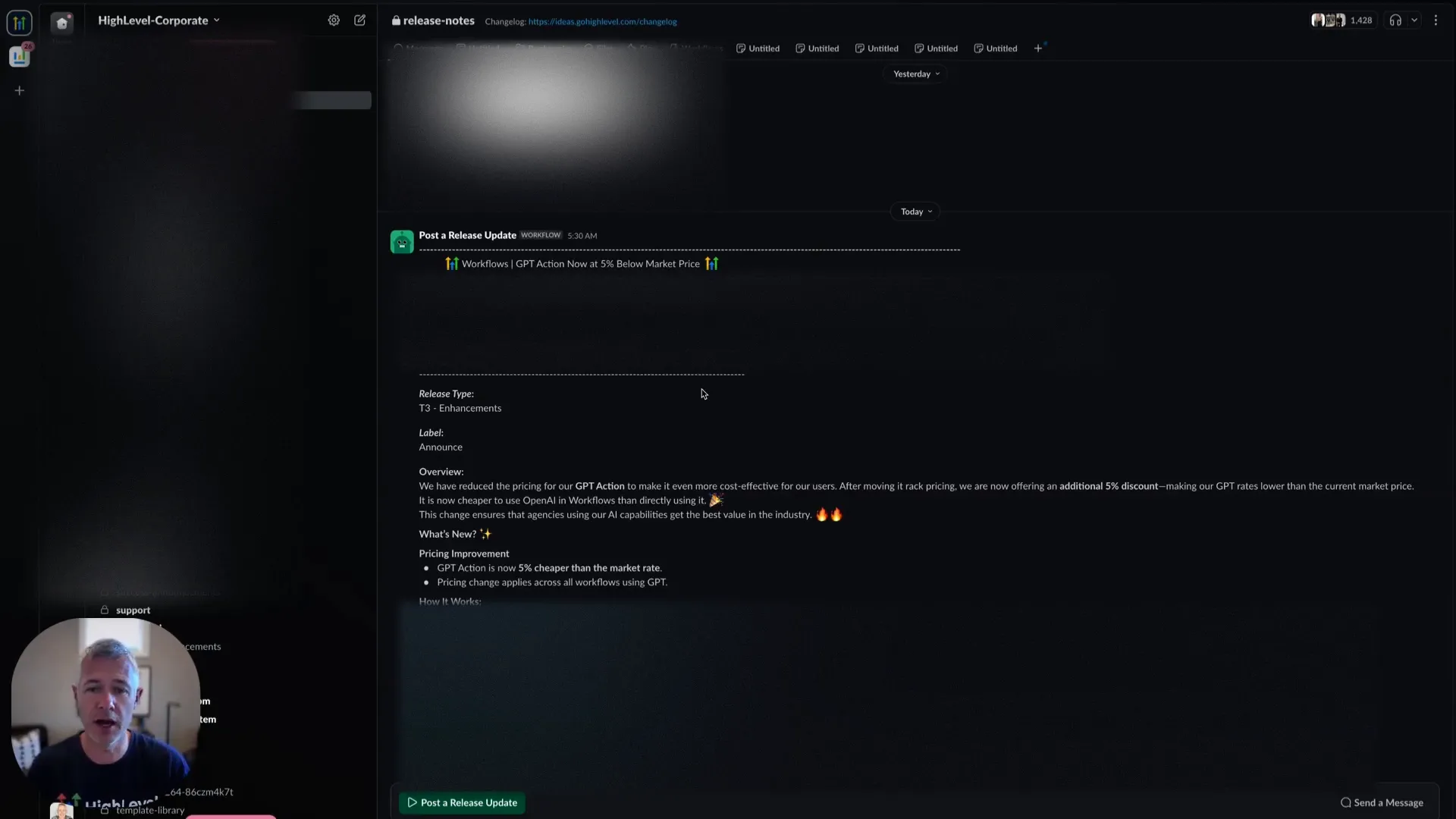 HighLevel team announcement on AI workflow discount