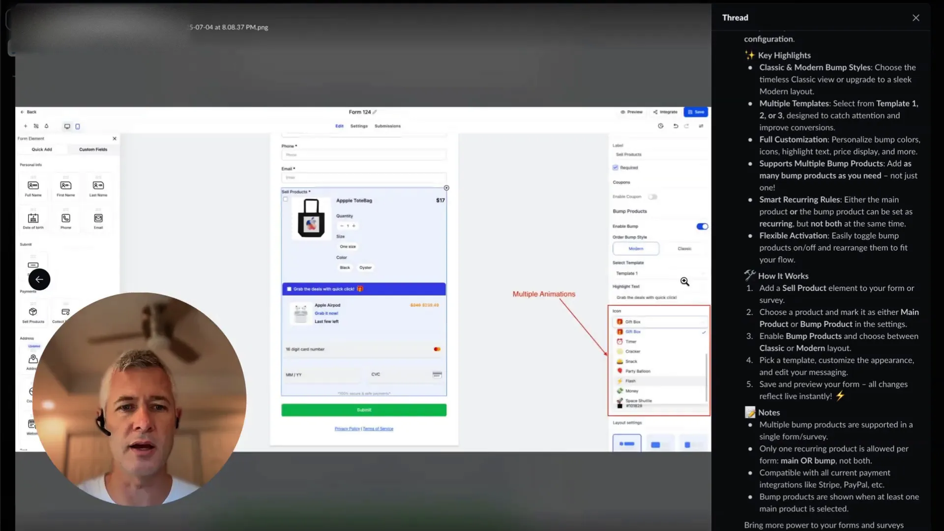 E-commerce order bump example in GFunnel