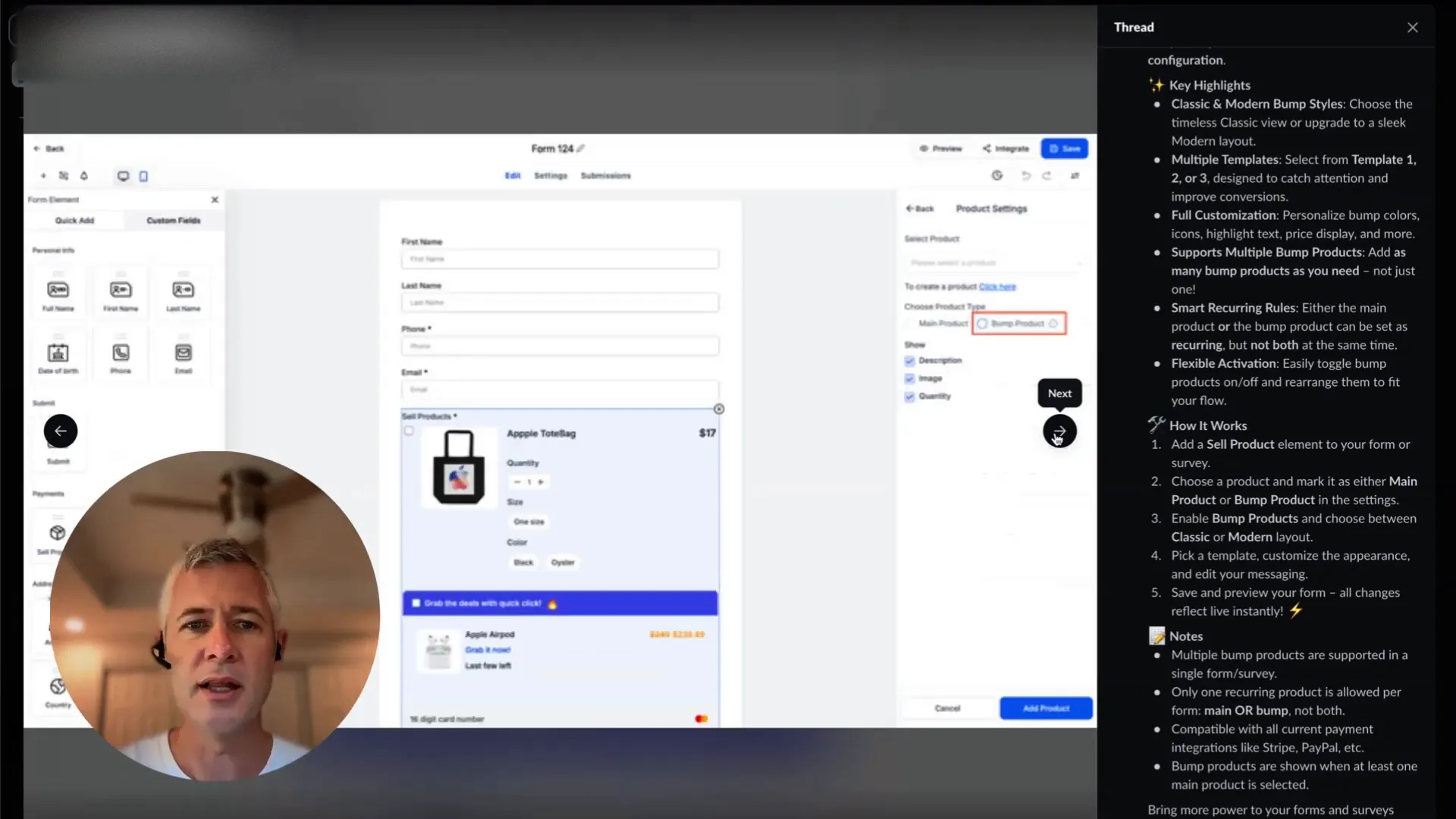 Video insight on modern order bump feature demo