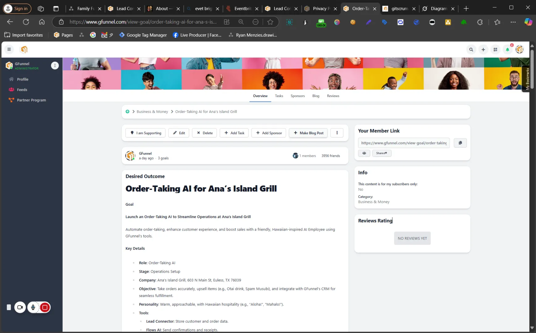 GFunnel job board interface showing job listings and candidate management
