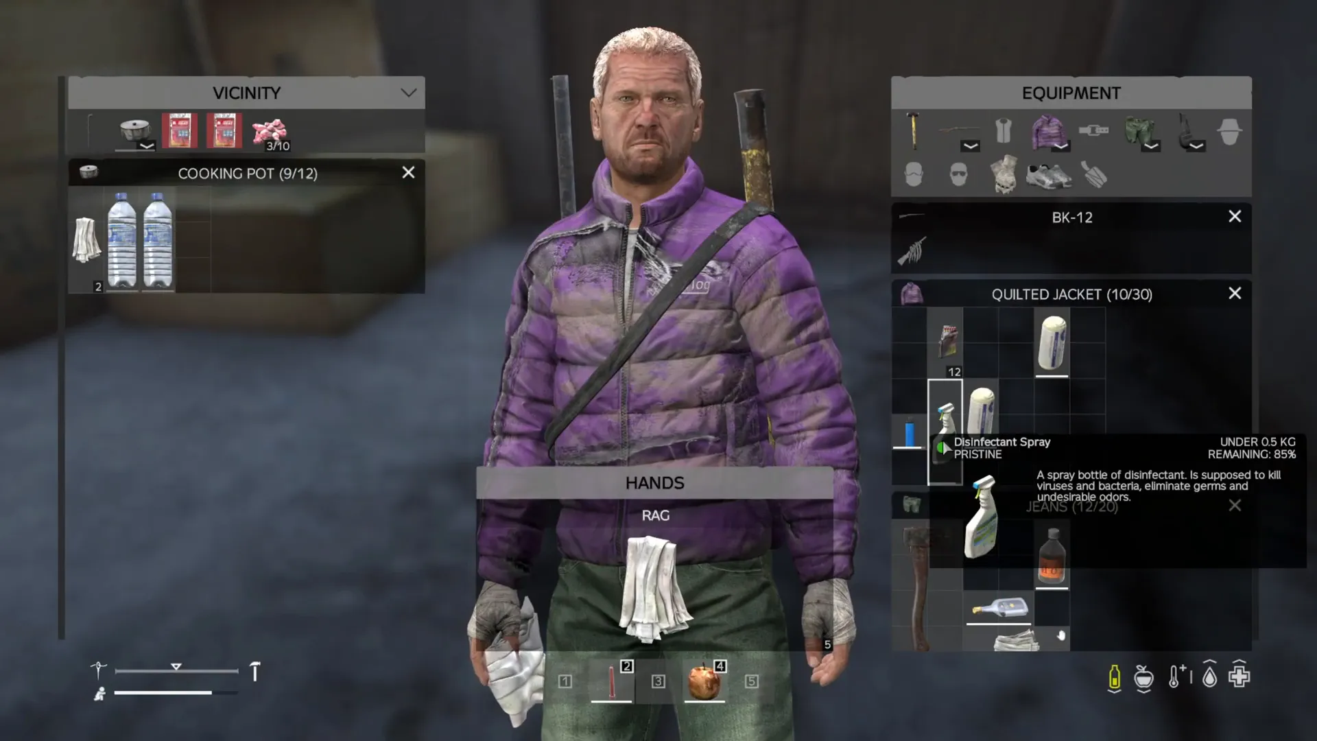 Player managing inventory