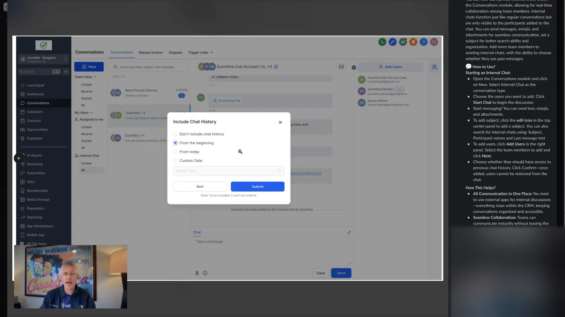 Including chat history feature