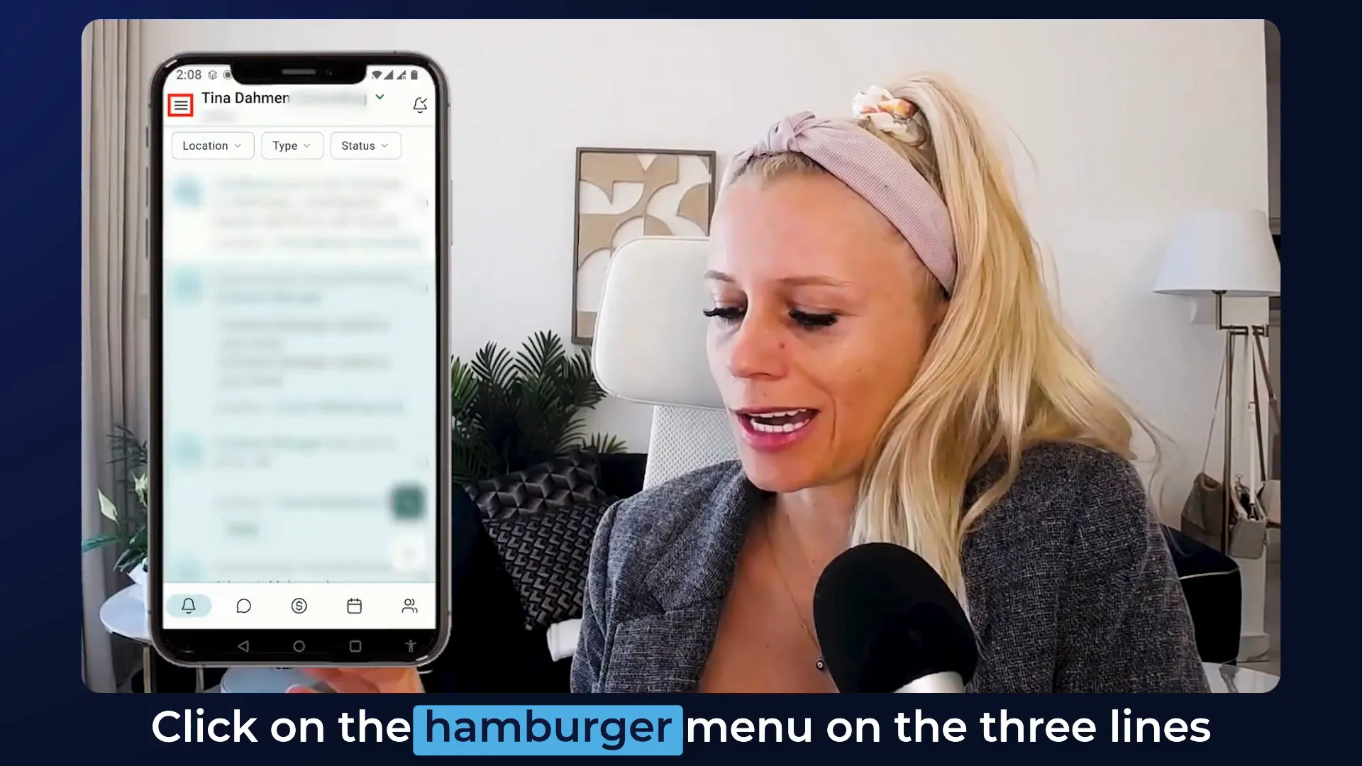 Navigating the mobile app menu to access Social Planner