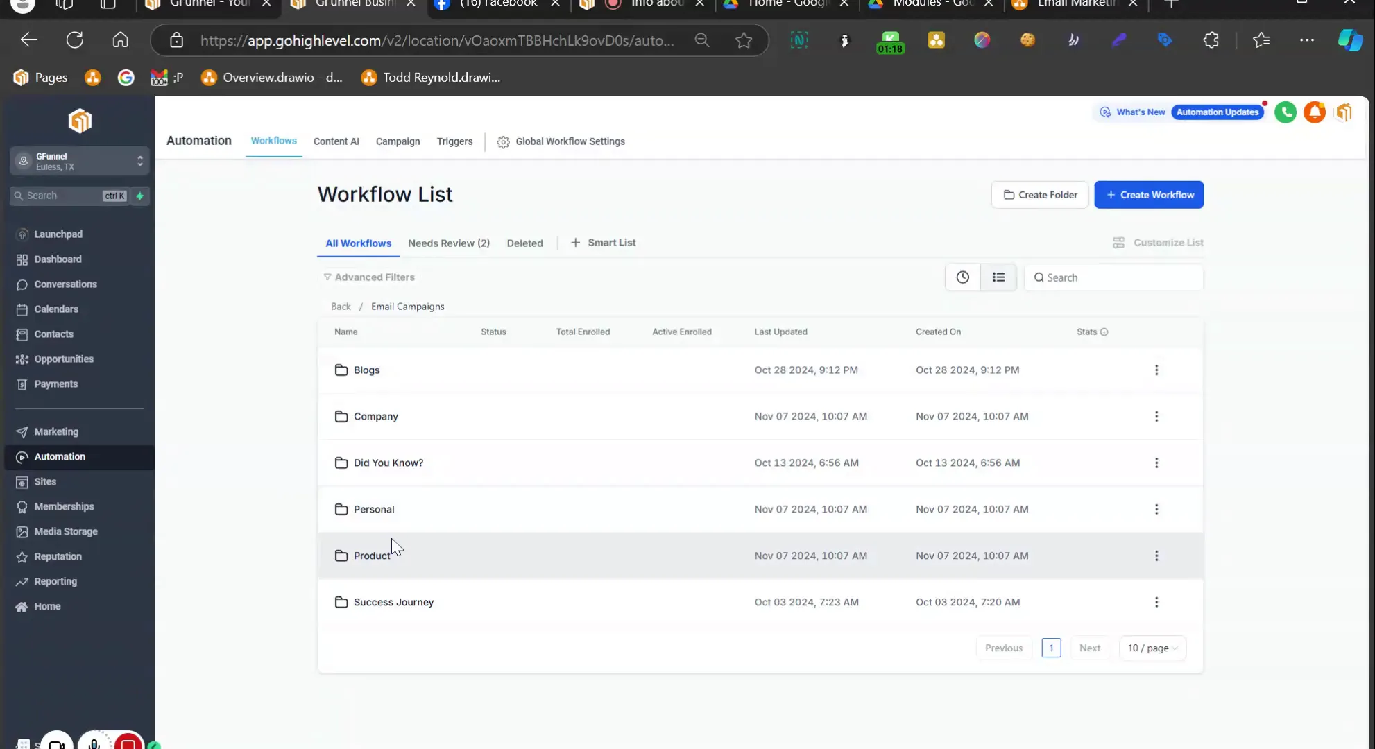 Creating Email Campaign Folders