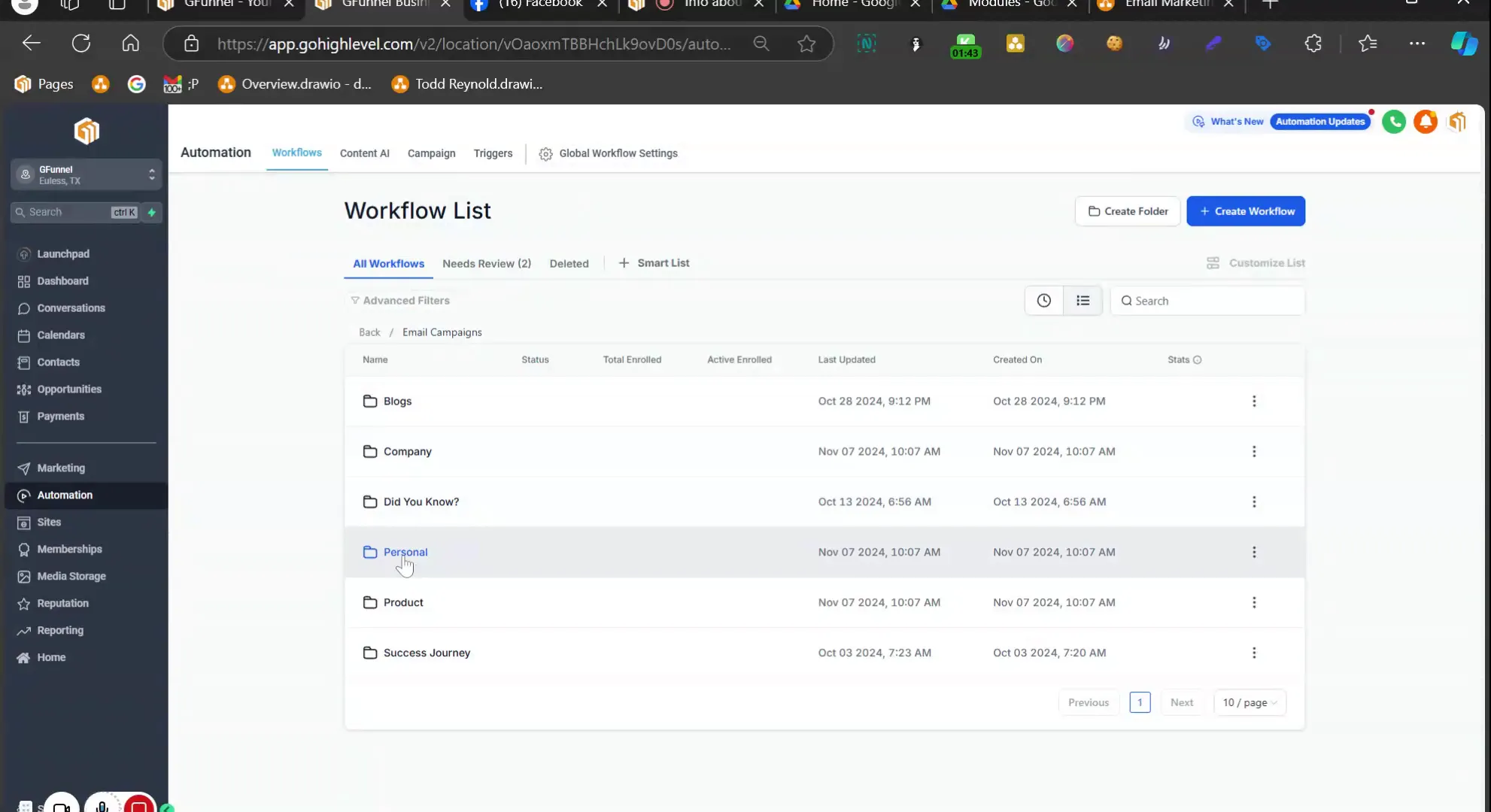 Setting Up Personal Email Workflow