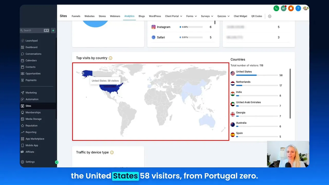 GFunnel heat map and geo-segmentation for marketing funnels and campaigns