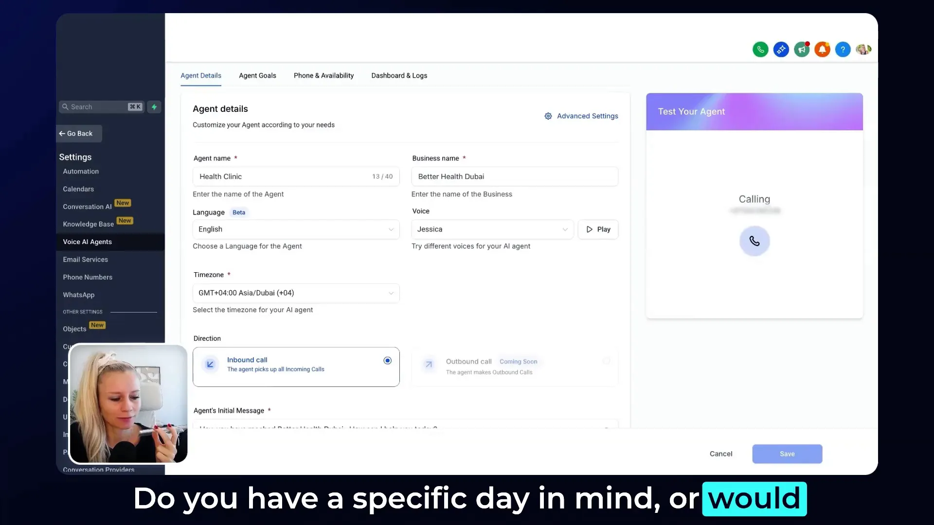 AI voice agent booking an appointment