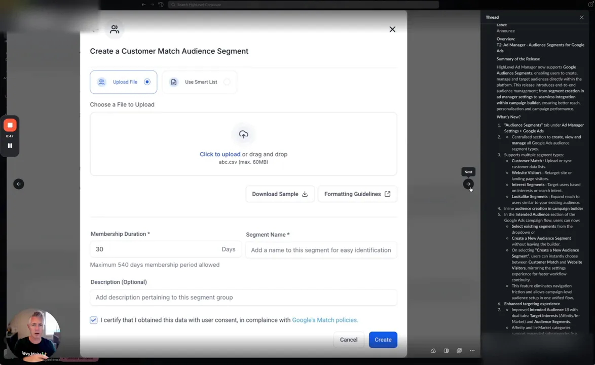 Uploading customer match files directly into the platform