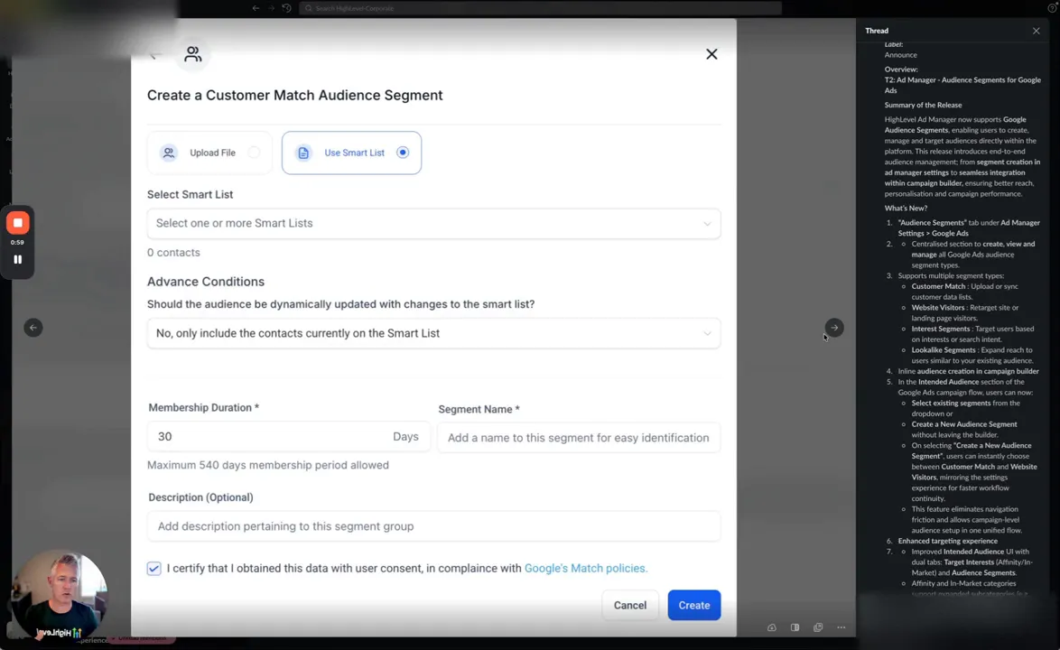Selecting existing audience segments in campaign builder