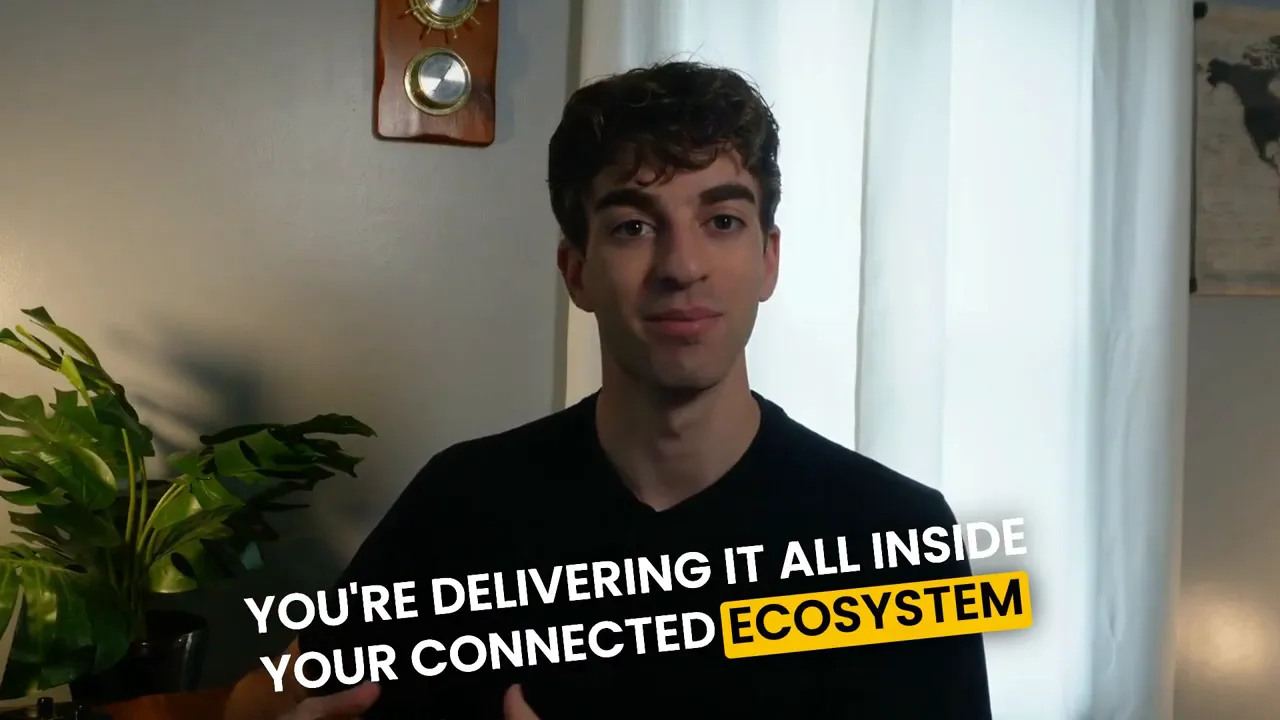 Presenter with on-screen text: You're delivering it all inside your connected ecosystem