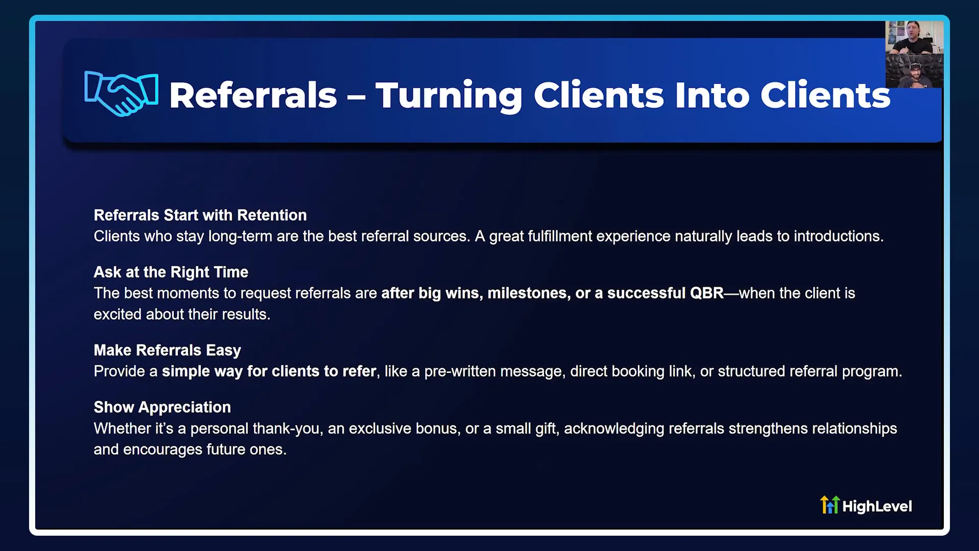 Encouraging referrals from happy clients