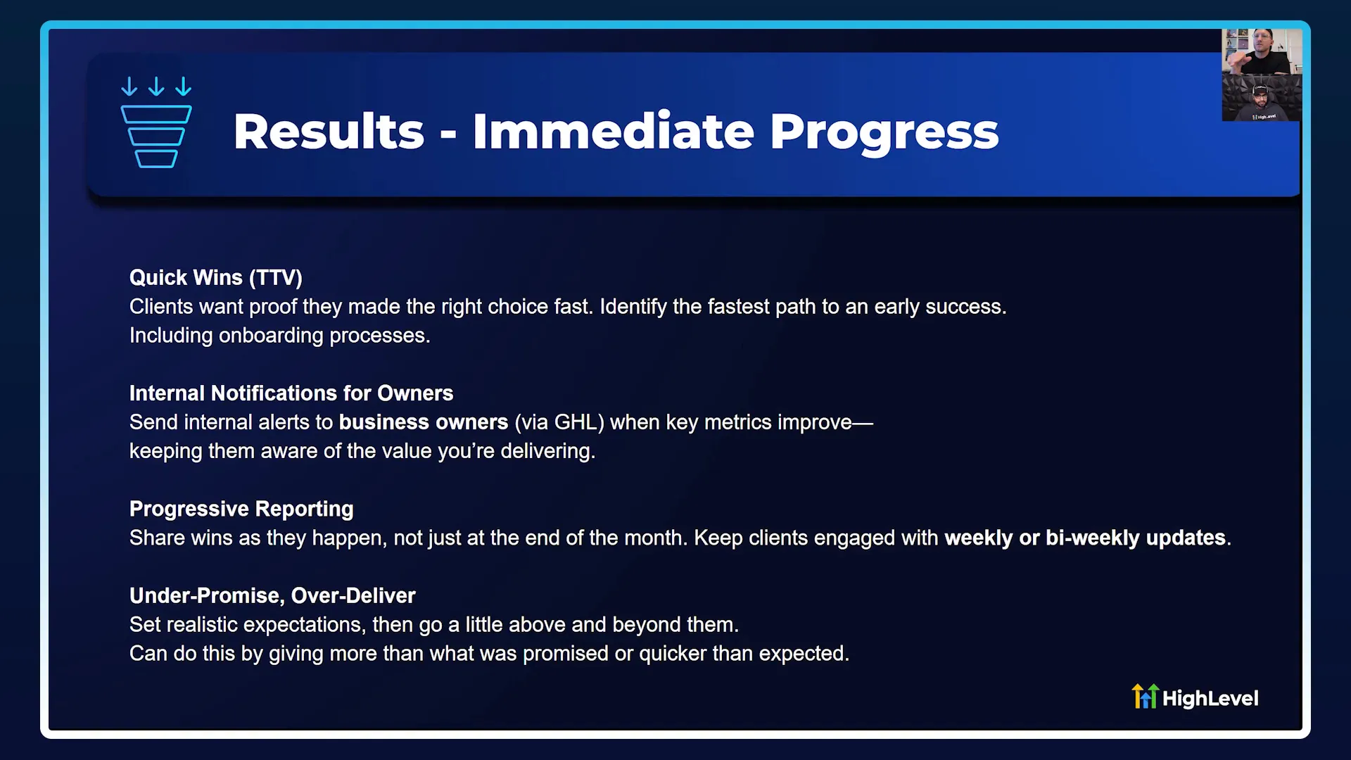 Delivering results to clients