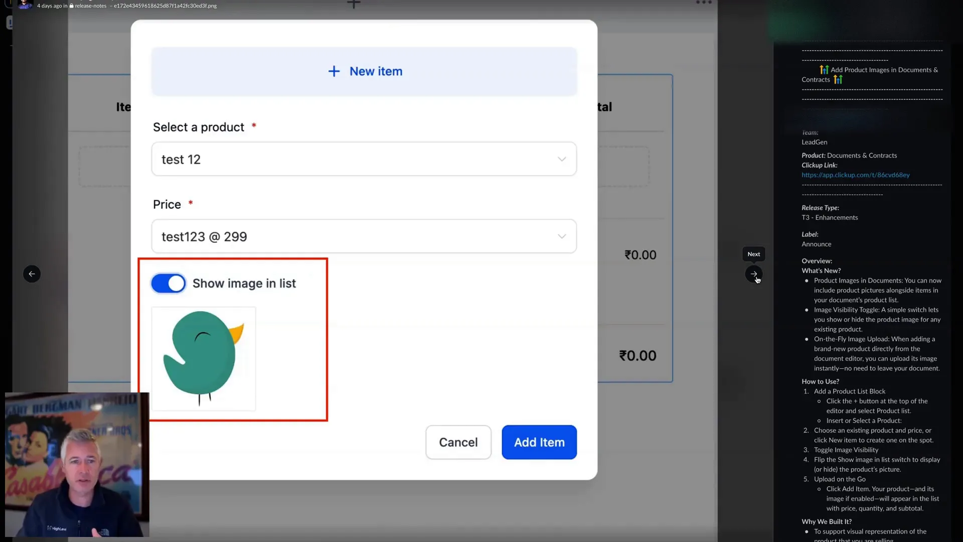Toggle to show or hide product images in the list