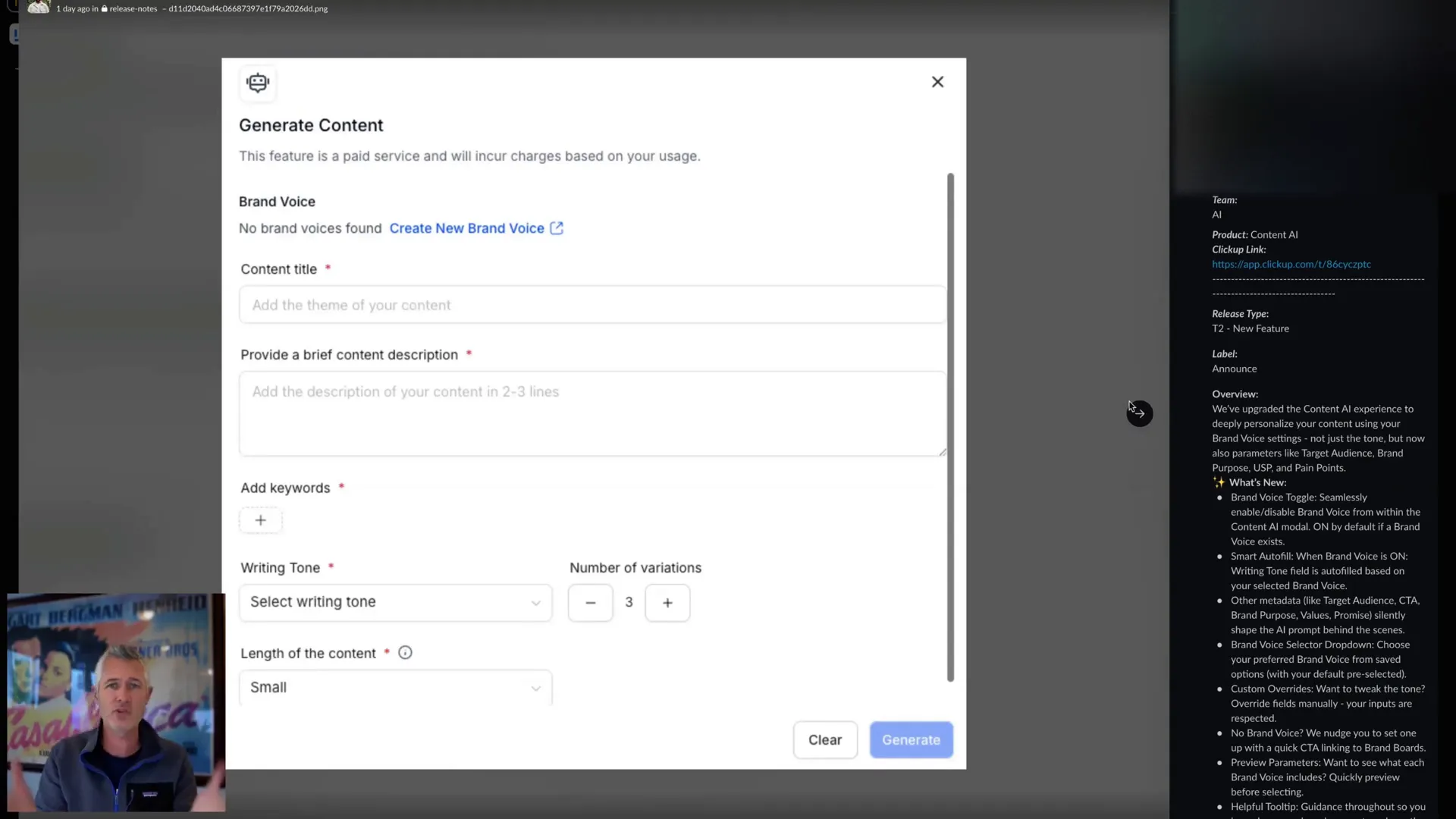 Brand voice cascading across AI content generation