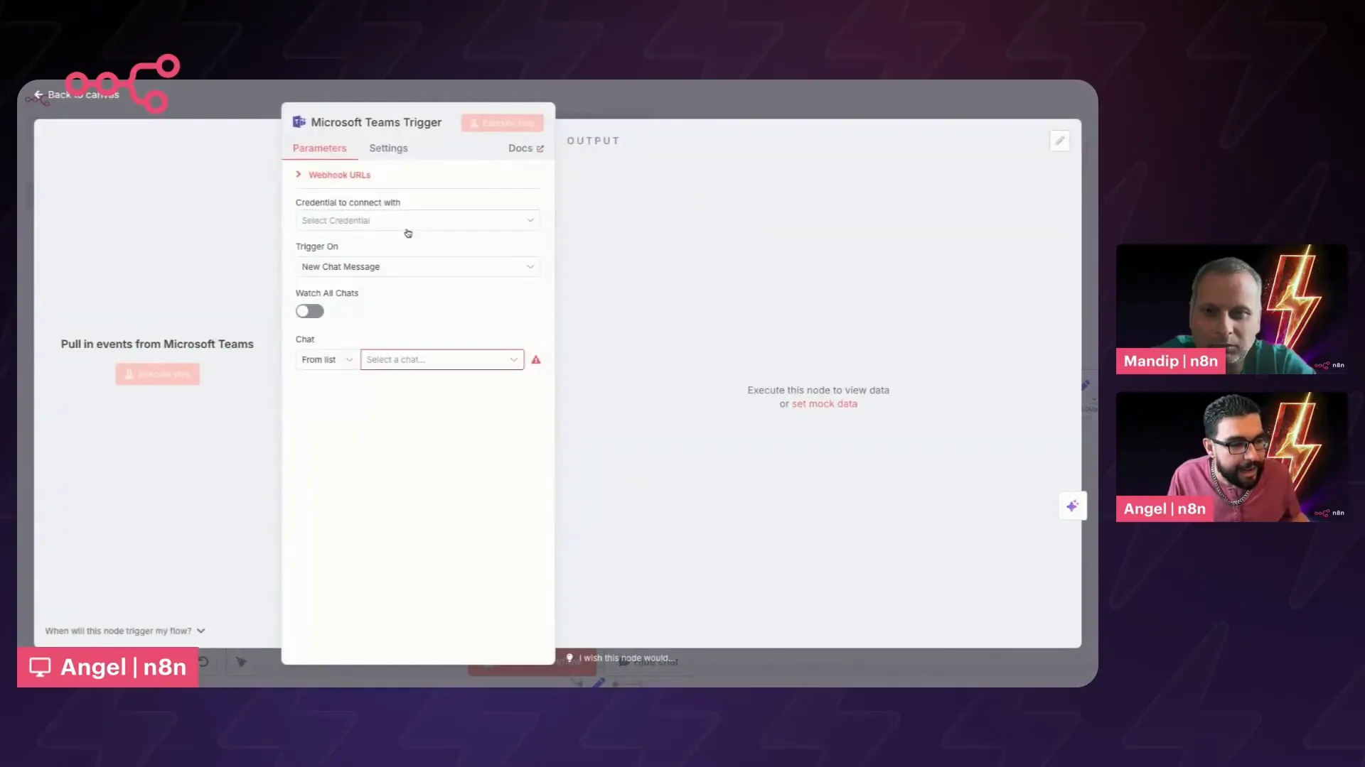 Microsoft Teams trigger node in N8N workflow