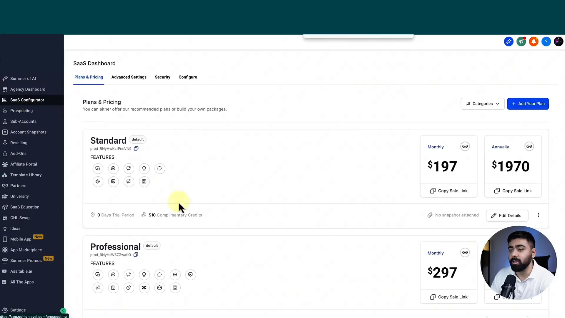 Configuring SaaS plans with attached AI agent snapshot