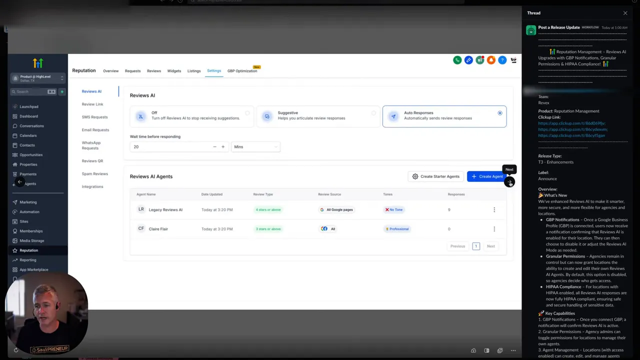 Example of HIPAA compliance settings for a location