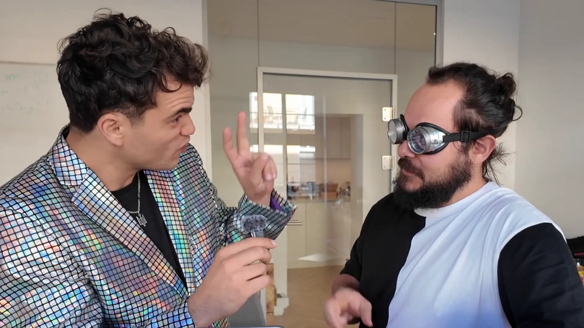 Max and Dr Pure Eval laughing about two-legged robots