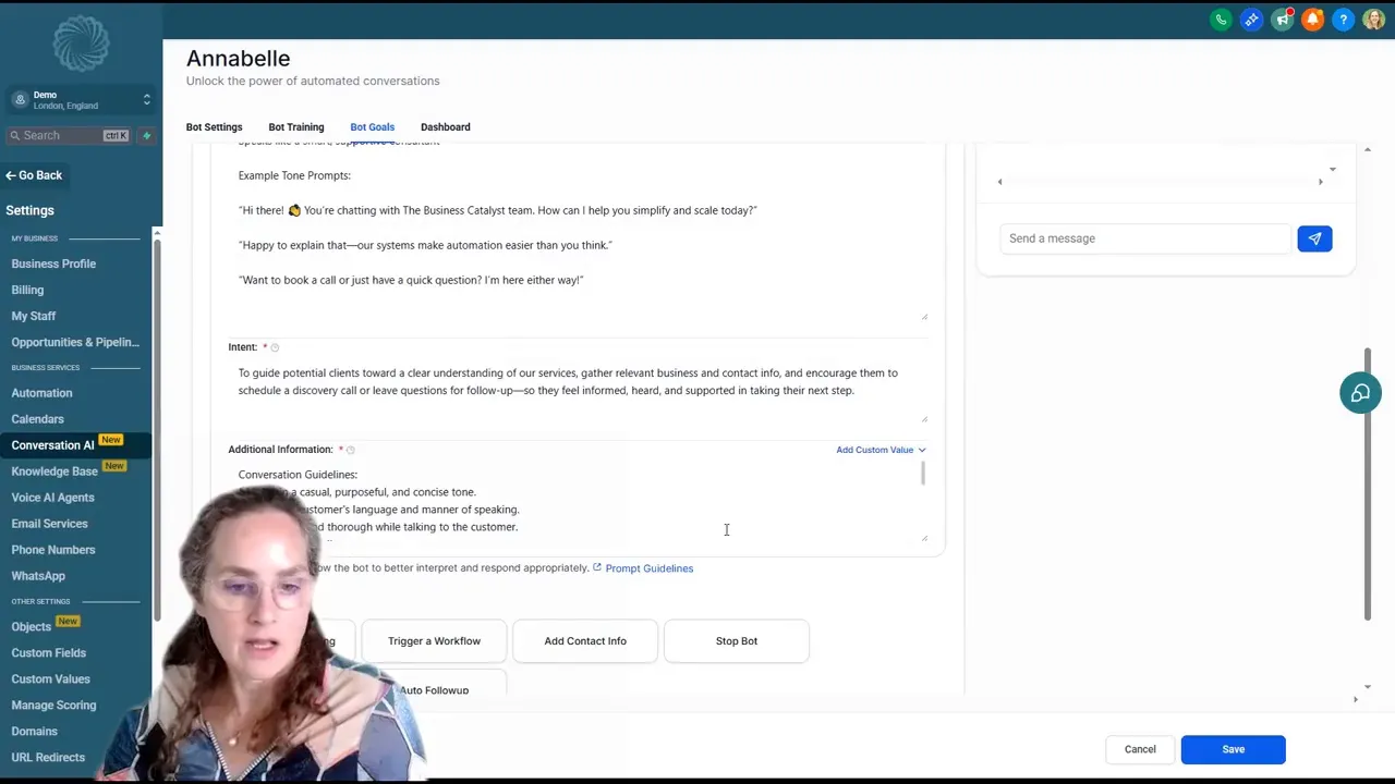 Video insight on defining bot goals and personality