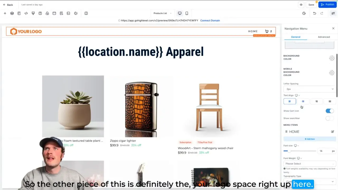 GFunnel’s logo customization interface